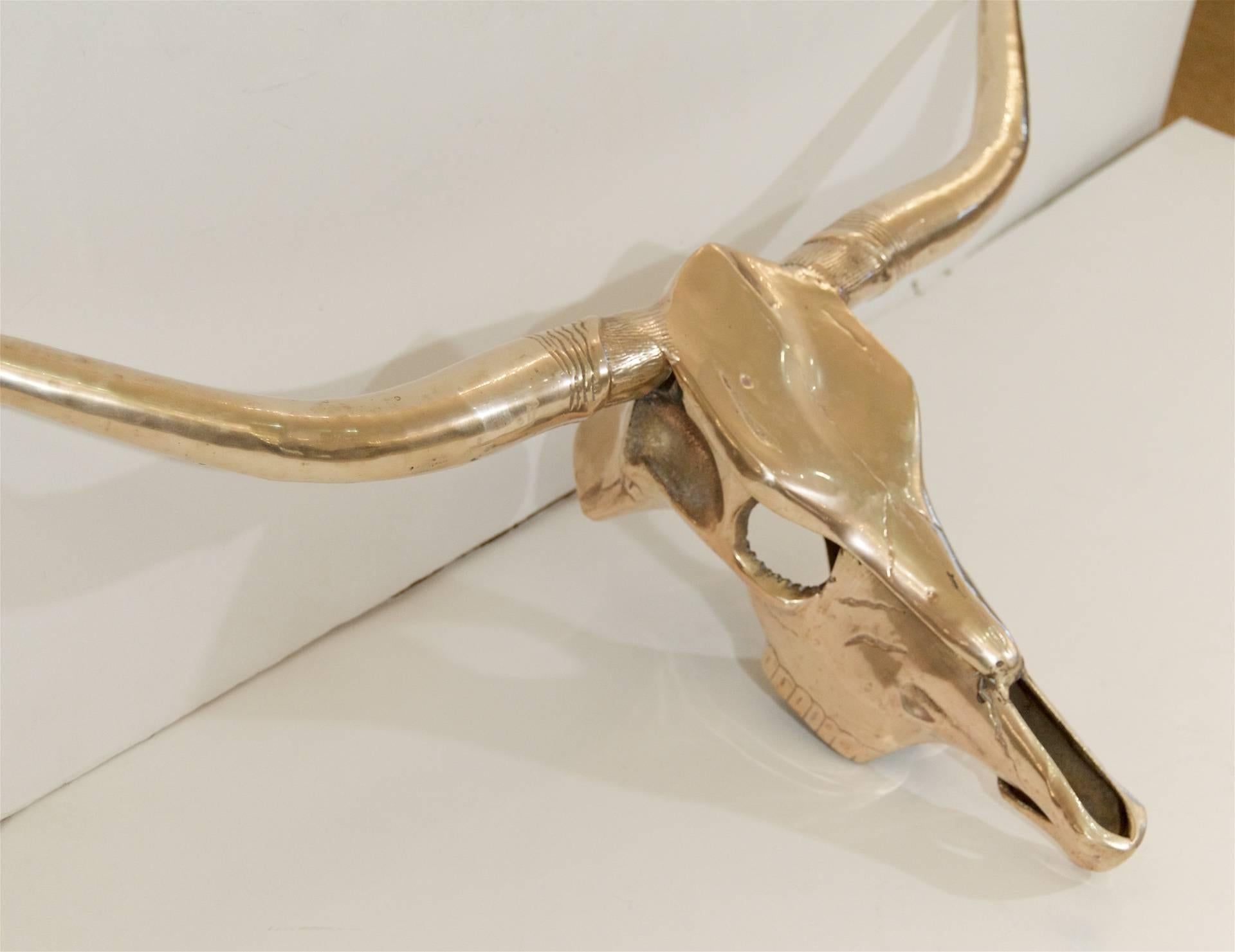 American Large Brass Long Horn Skull For Sale
