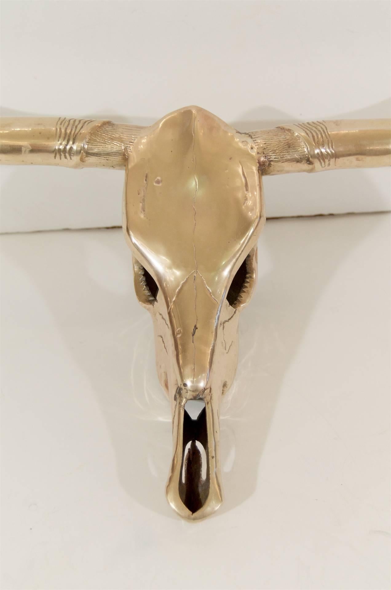 Large Brass Long Horn Skull For Sale 1