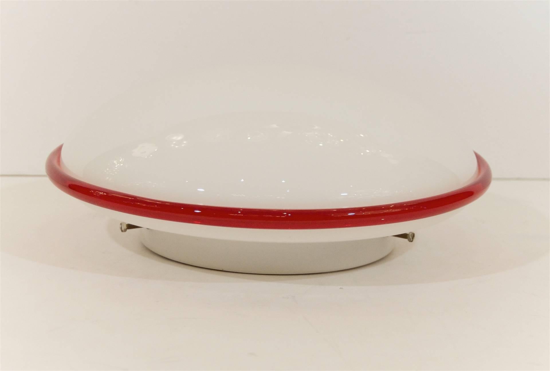Round Murano Fused Glass Flush Mount  In Excellent Condition In Stamford, CT