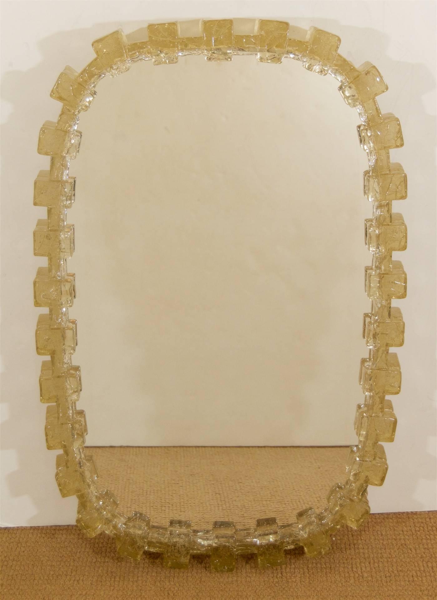 Mid-Century Modern Lucite Framed Mirror with Interior Lights