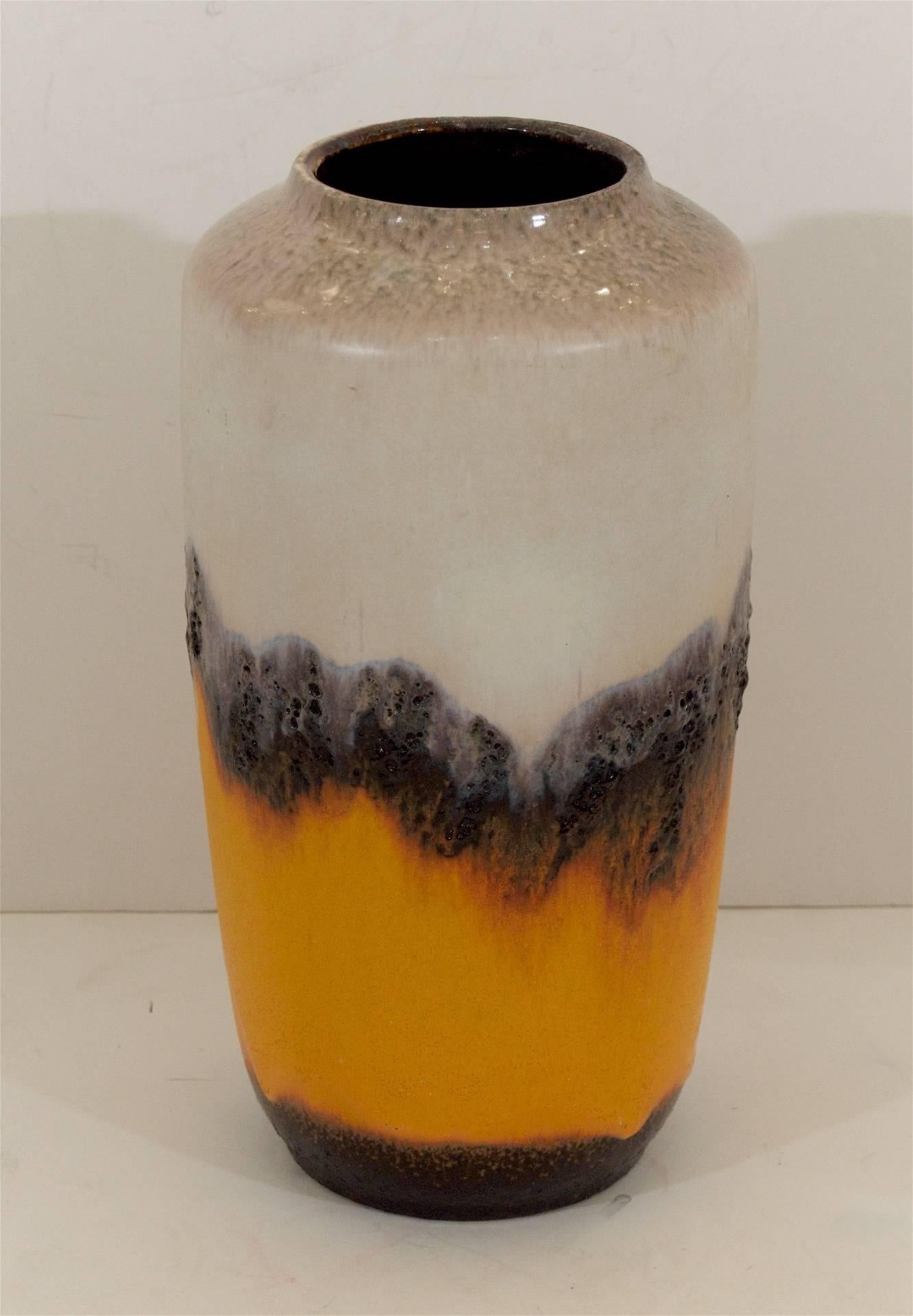 Mid-Century Modern Dramatic Scheurich Vase in Opalescent and Lava Tones