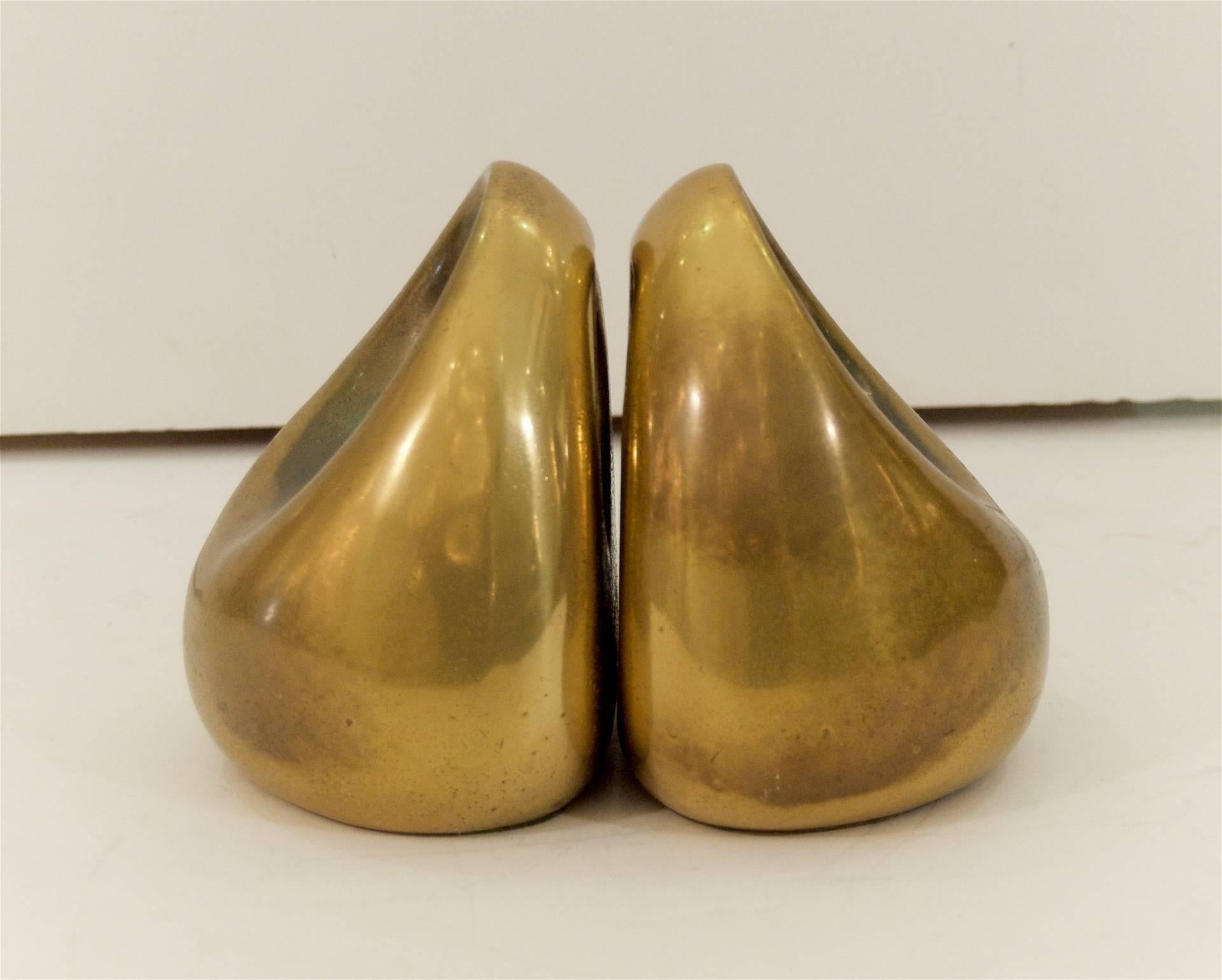 Ben Seibel Brass Bookends In Excellent Condition In Stamford, CT