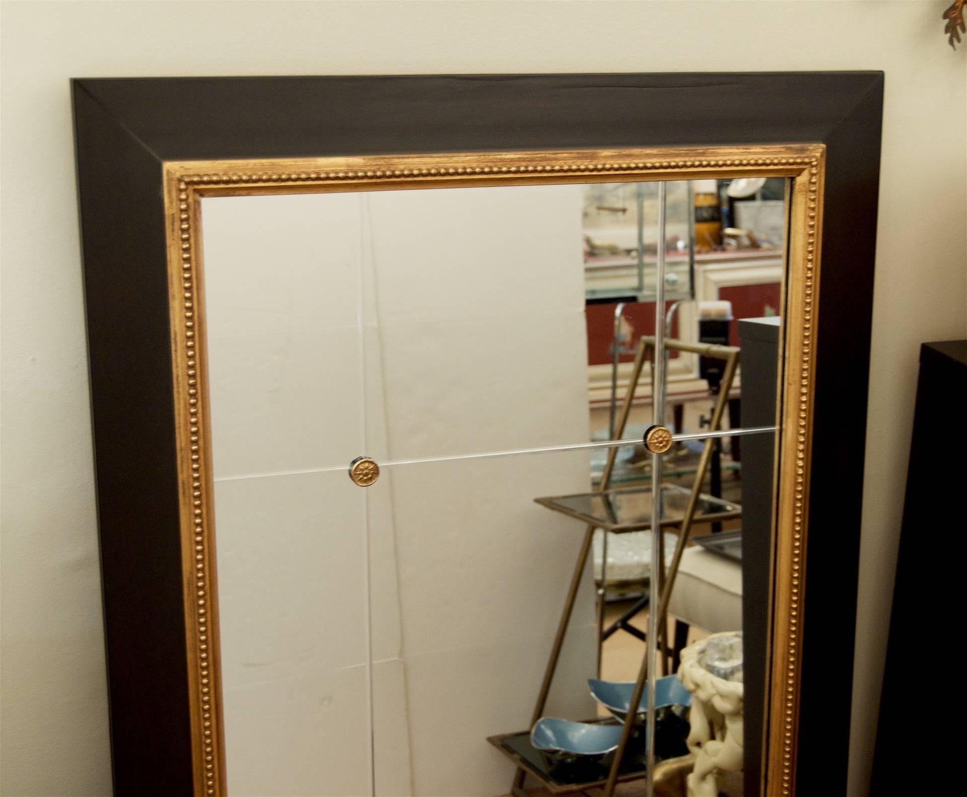 American Ebonized Wall Mirror with Gold Details