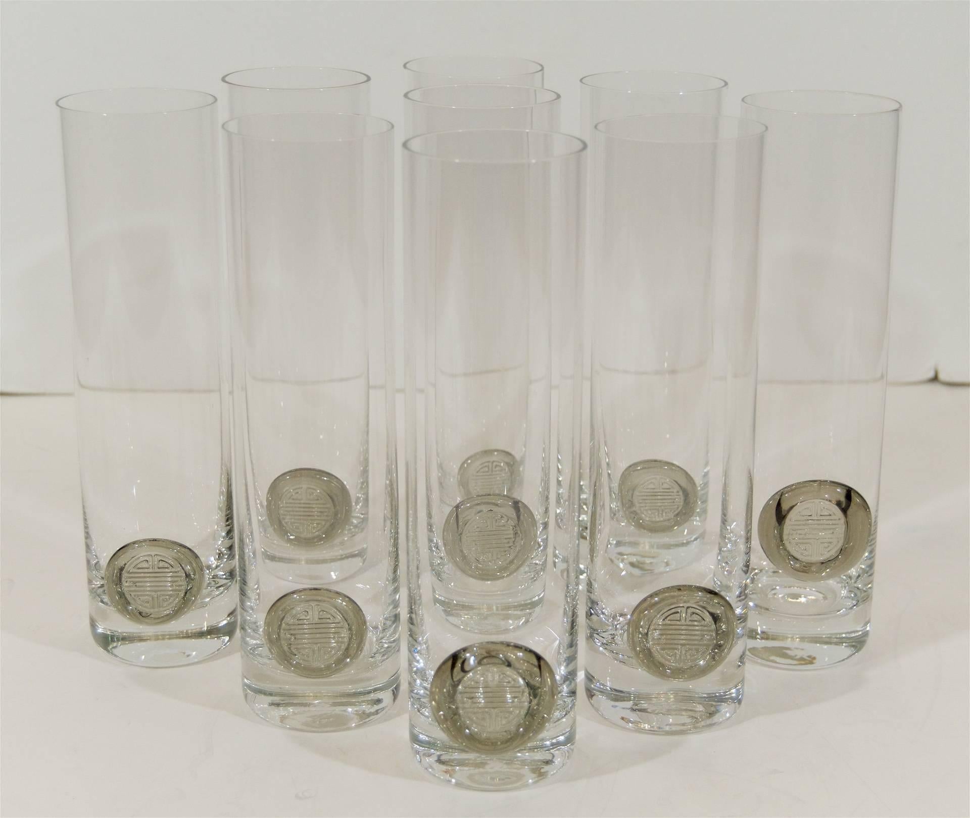 Set of nine large Rosenthal crystal beer glasses, hold approximately 20 ounces.

