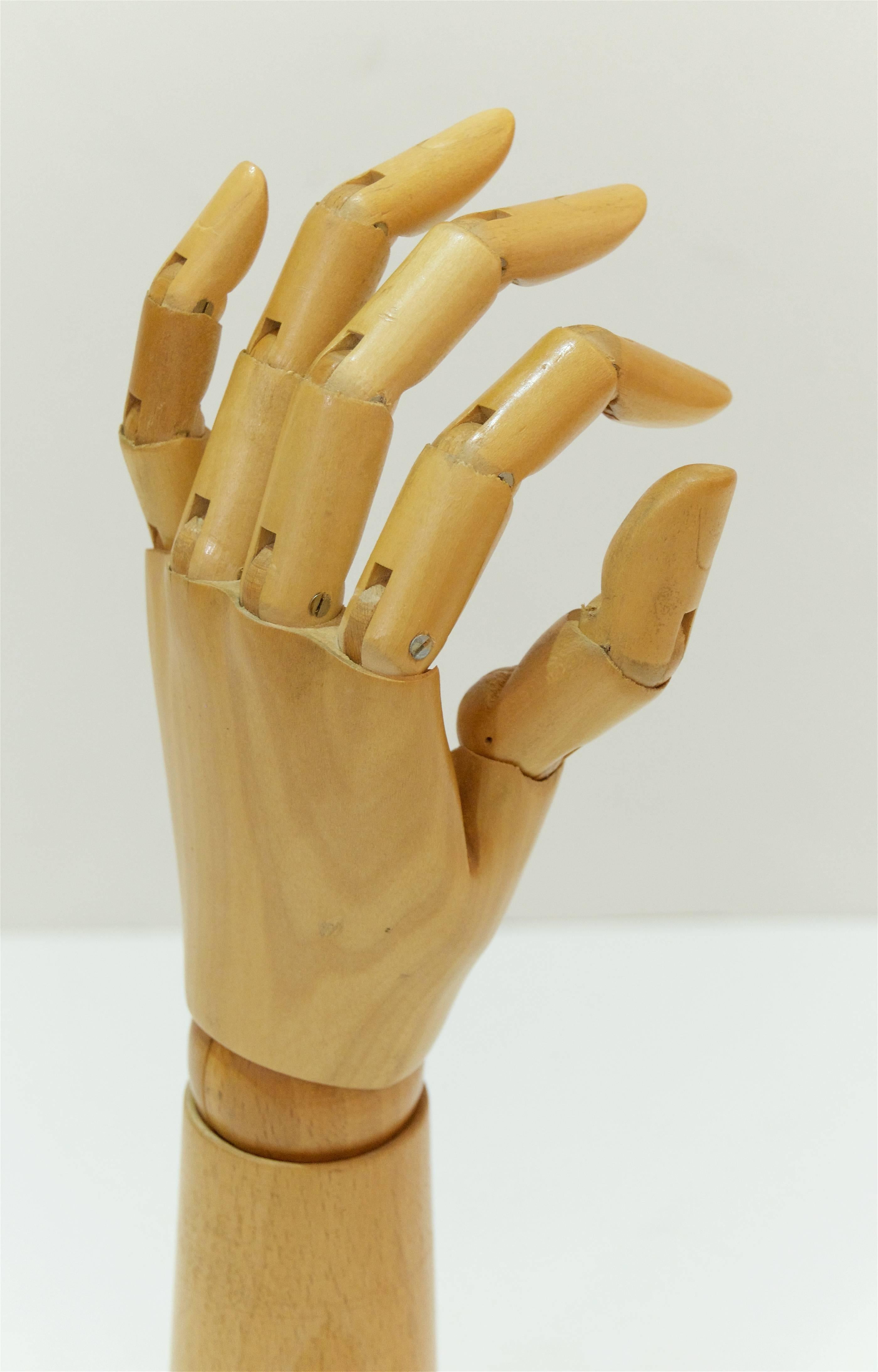 Mid-20th Century Wooden Articulated Model Hand