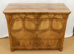 19th Century Austrian Biedermeier Walnut Veneer Chest
