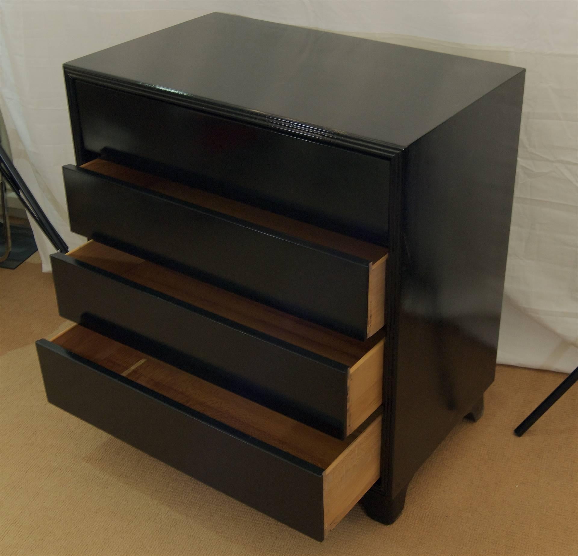 Mid-20th Century Pair of Black Lacquer Chests of Drawers
