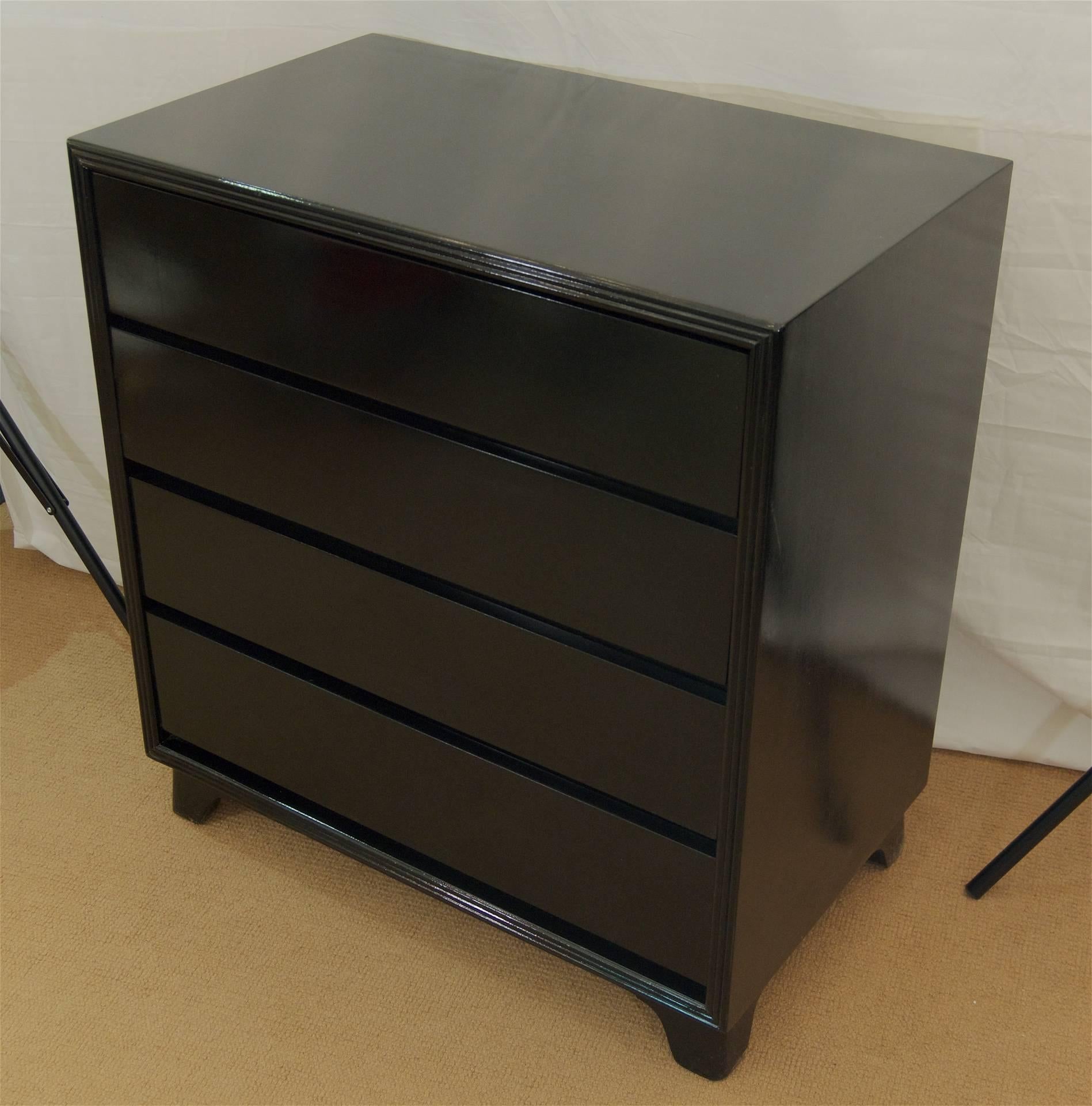 Lacquered Pair of Black Lacquer Chests of Drawers