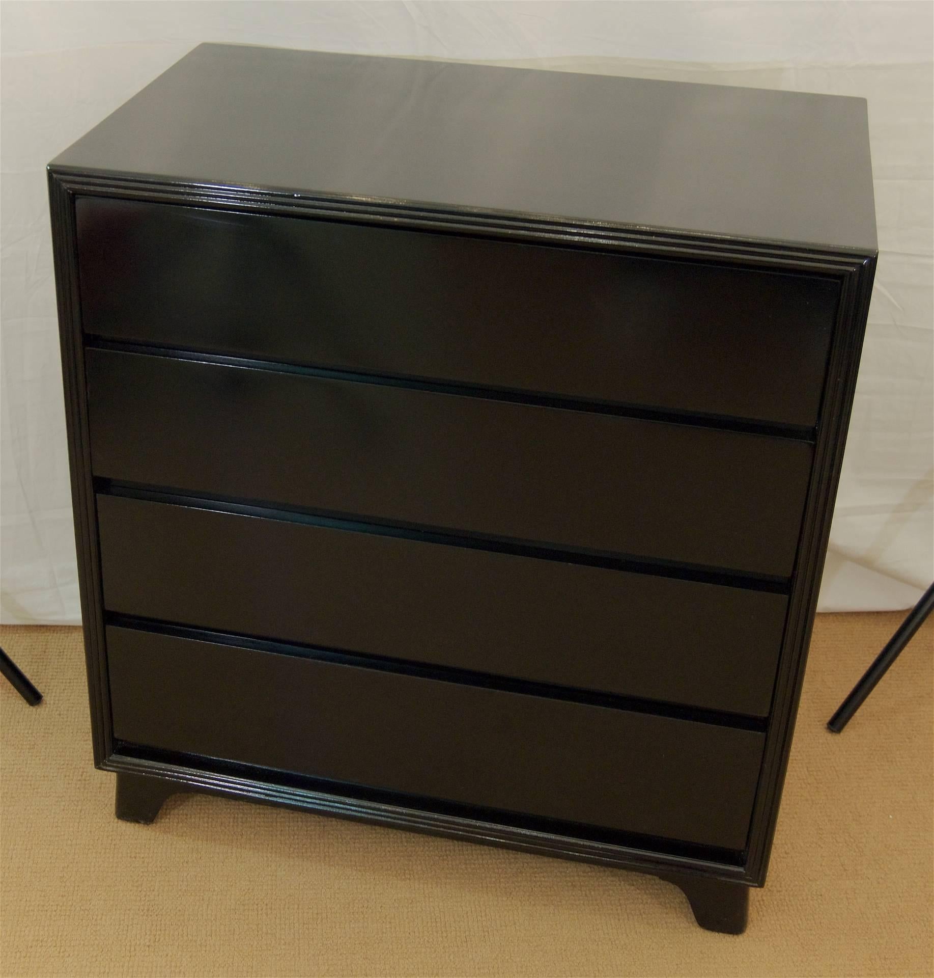 American Pair of Black Lacquer Chests of Drawers