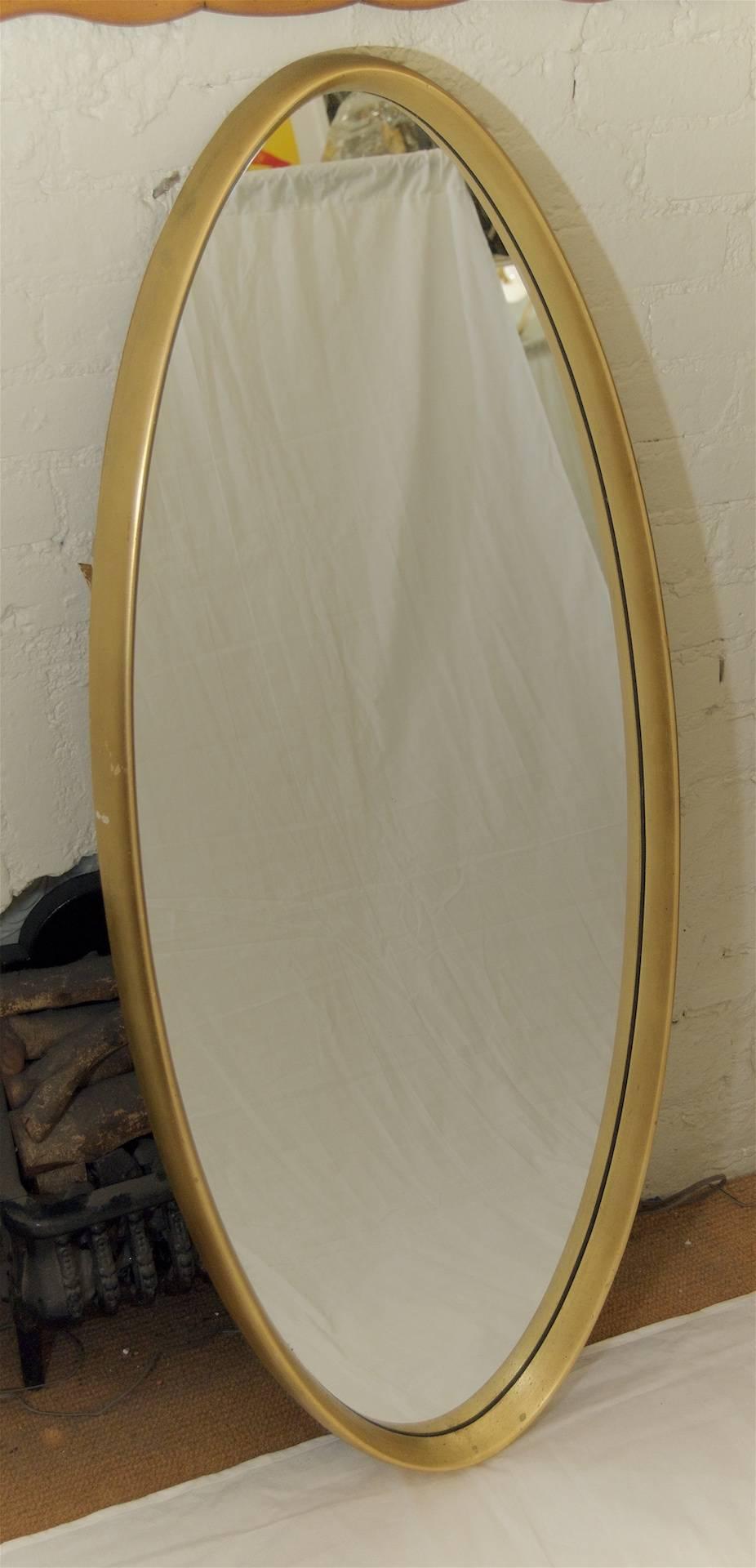 Mid-Century Modern Gold Leaf La Barge Oval Mirror