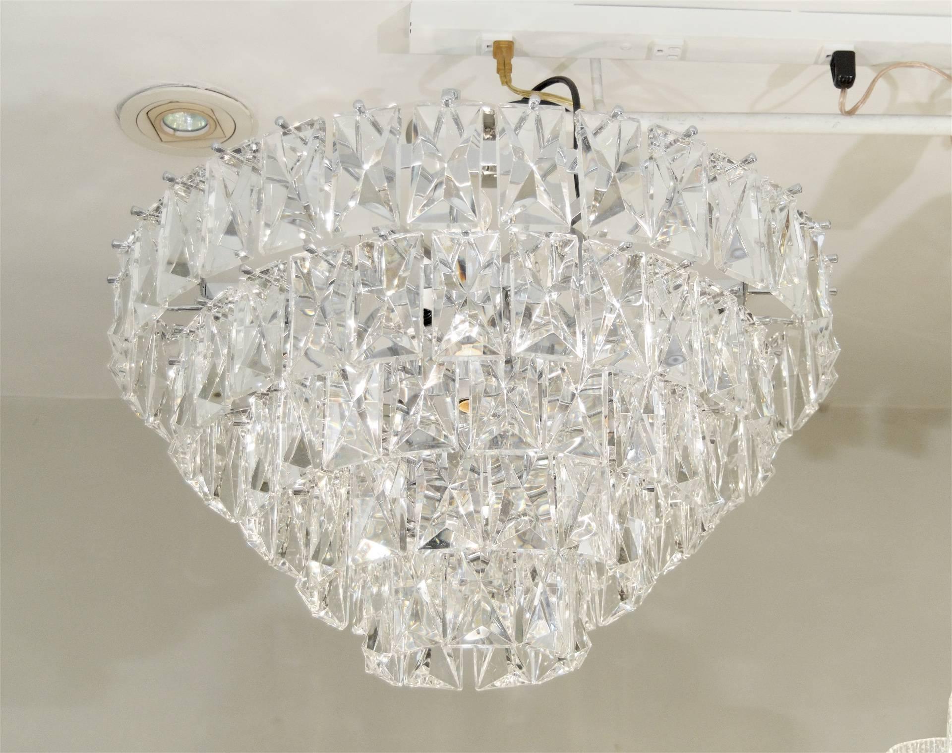 Mid-Century Modern Massive Five-Tier Italian Crystal Chandelier