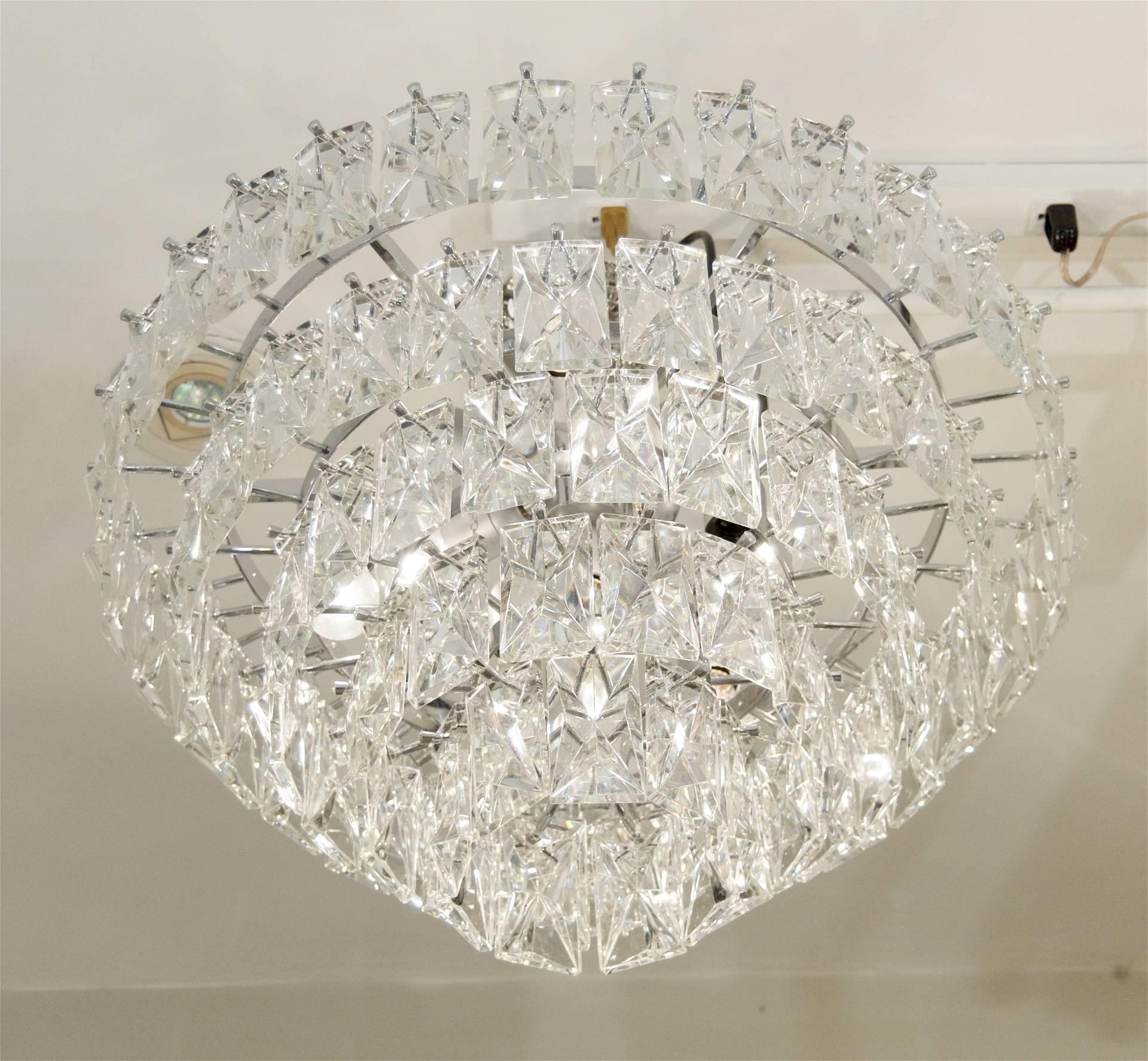 Massive Five-Tier Italian Crystal Chandelier In Fair Condition In Stamford, CT