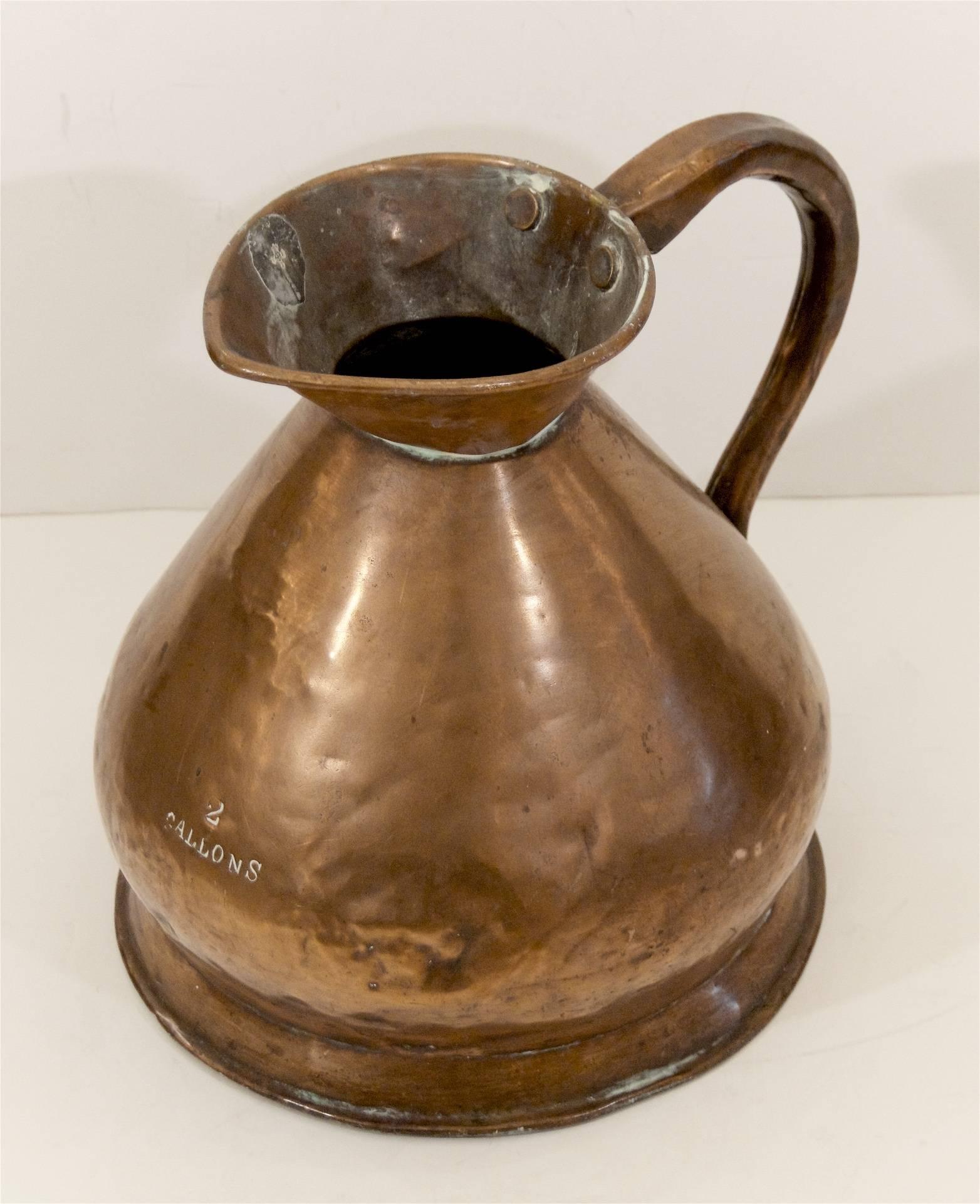 American Large Copper Watering Pitcher For Sale