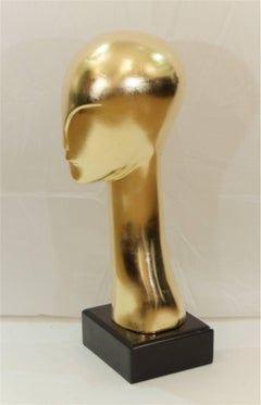 Giltwood Head Sculpture after Constantin Brancusi