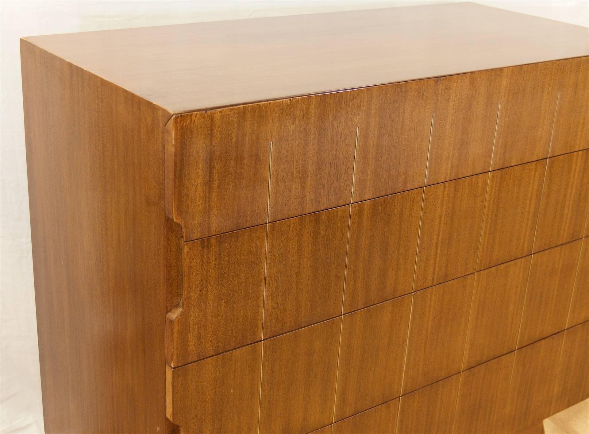 Walnut Chest of Drawers with Brass Inlay 4