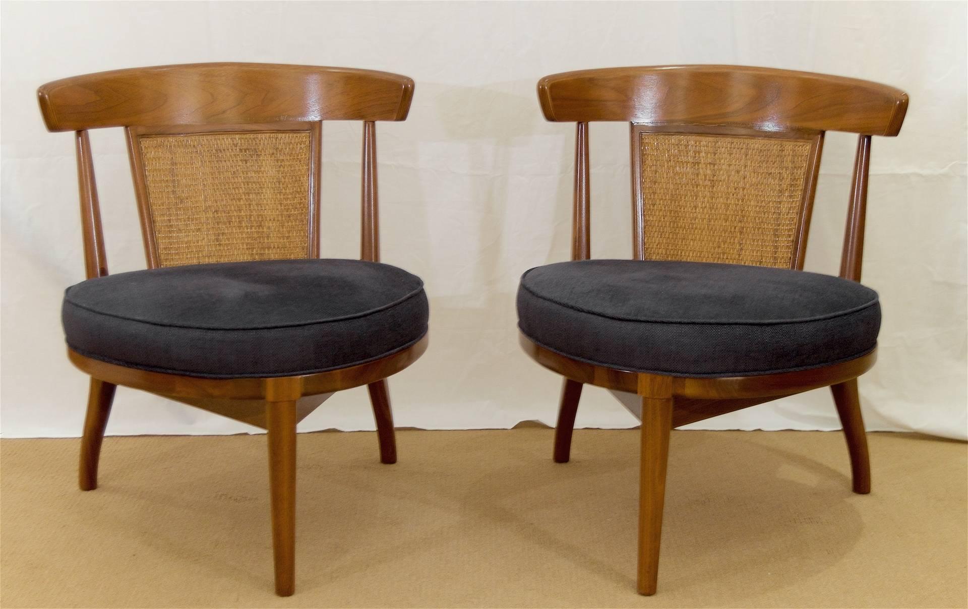 Mid-Century Modern Pair of Petite Drexel Heritage Cane Back Chairs