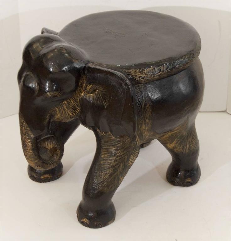 Carved Wood Elephant Stool / Table at 1stdibs