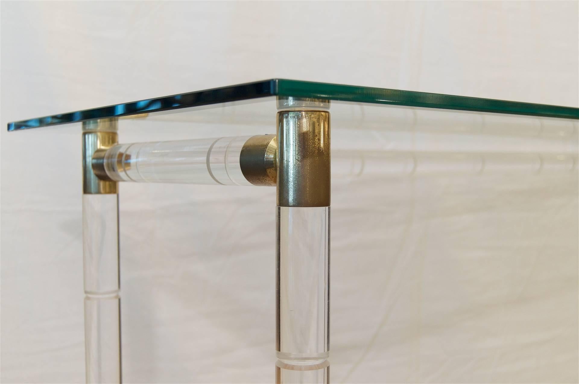 Brass and Lucite Console Table by Charles Hollis Jones 1