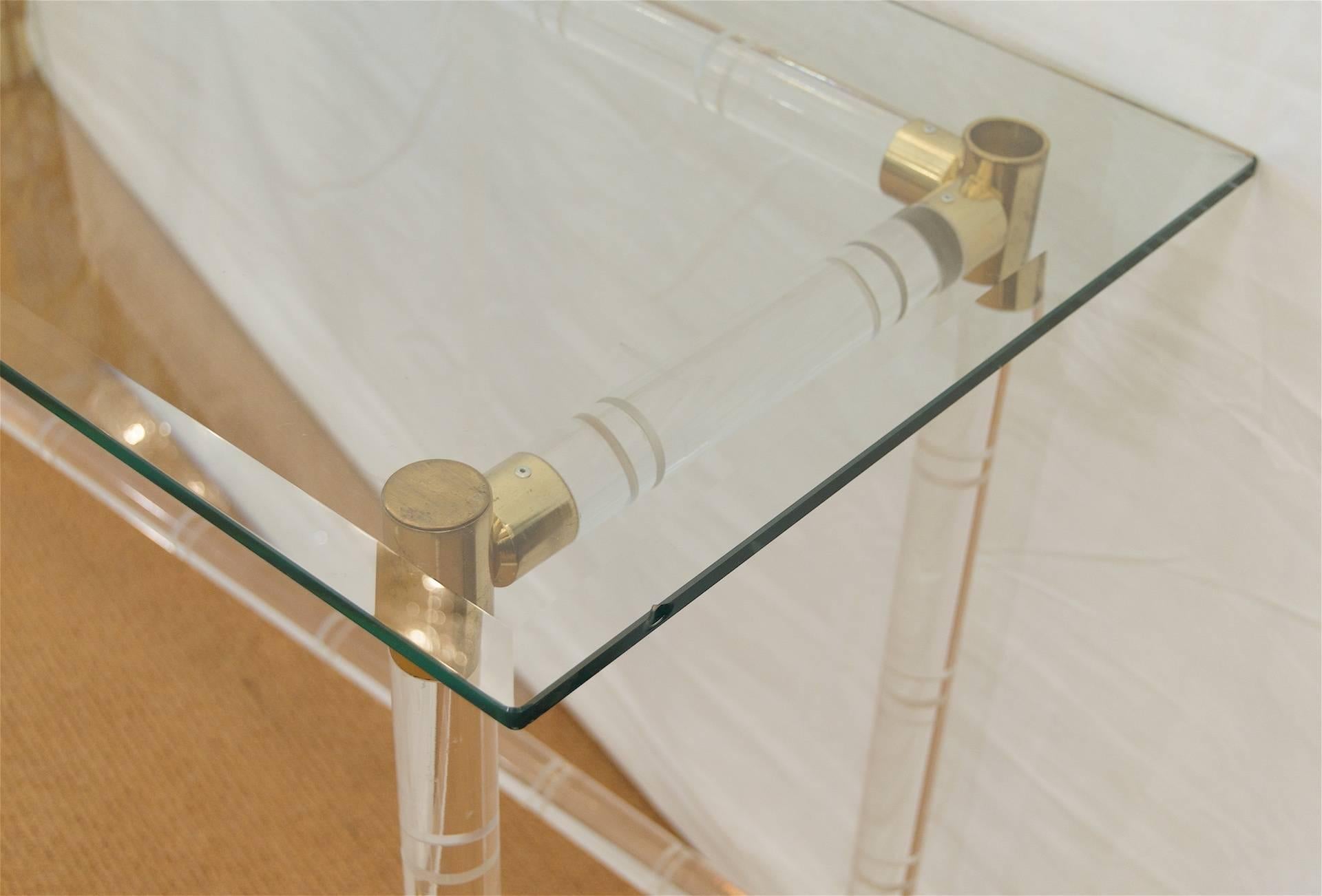 Brass and Lucite Console Table by Charles Hollis Jones 2
