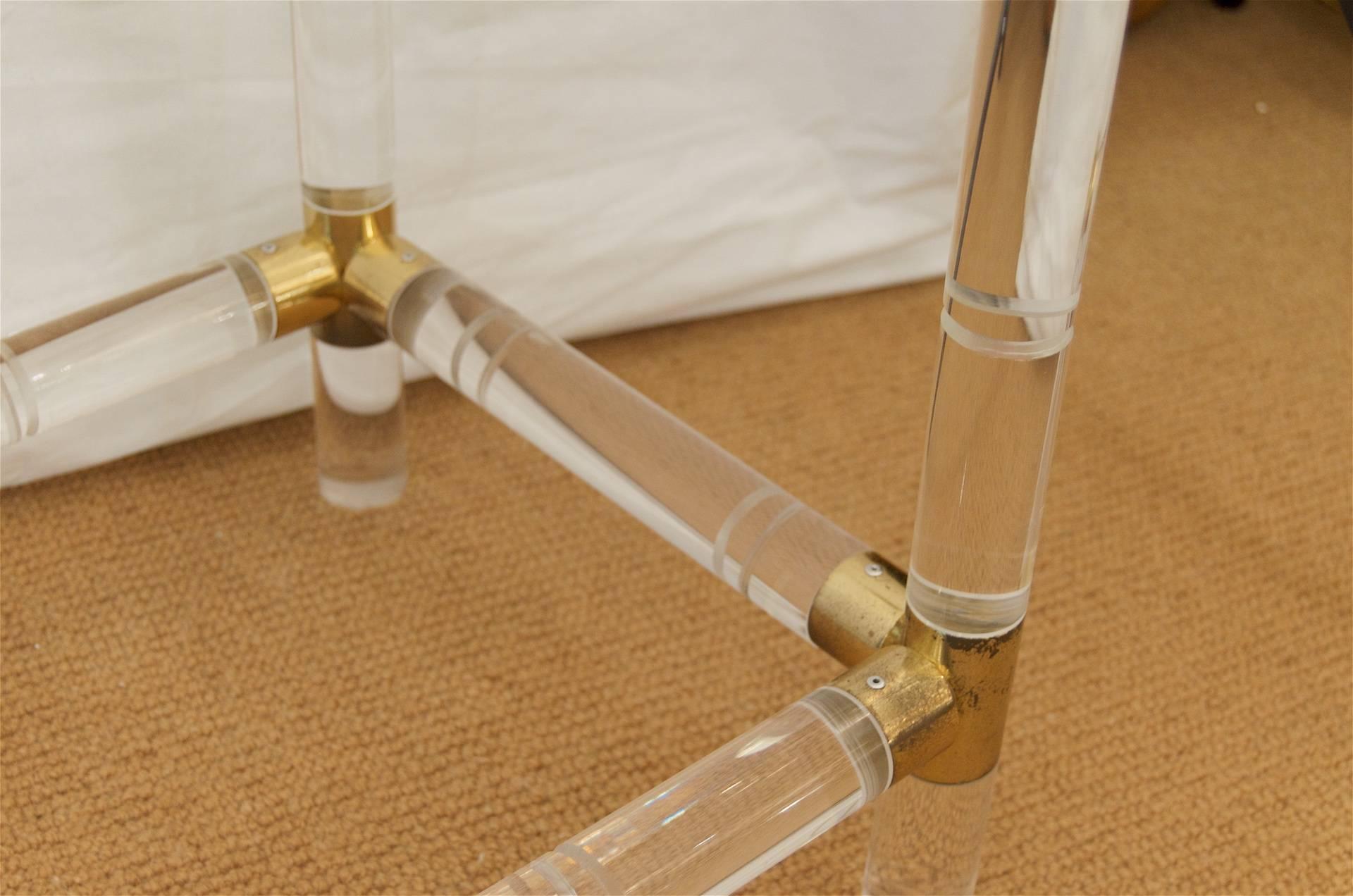 Mid-20th Century Brass and Lucite Console Table by Charles Hollis Jones