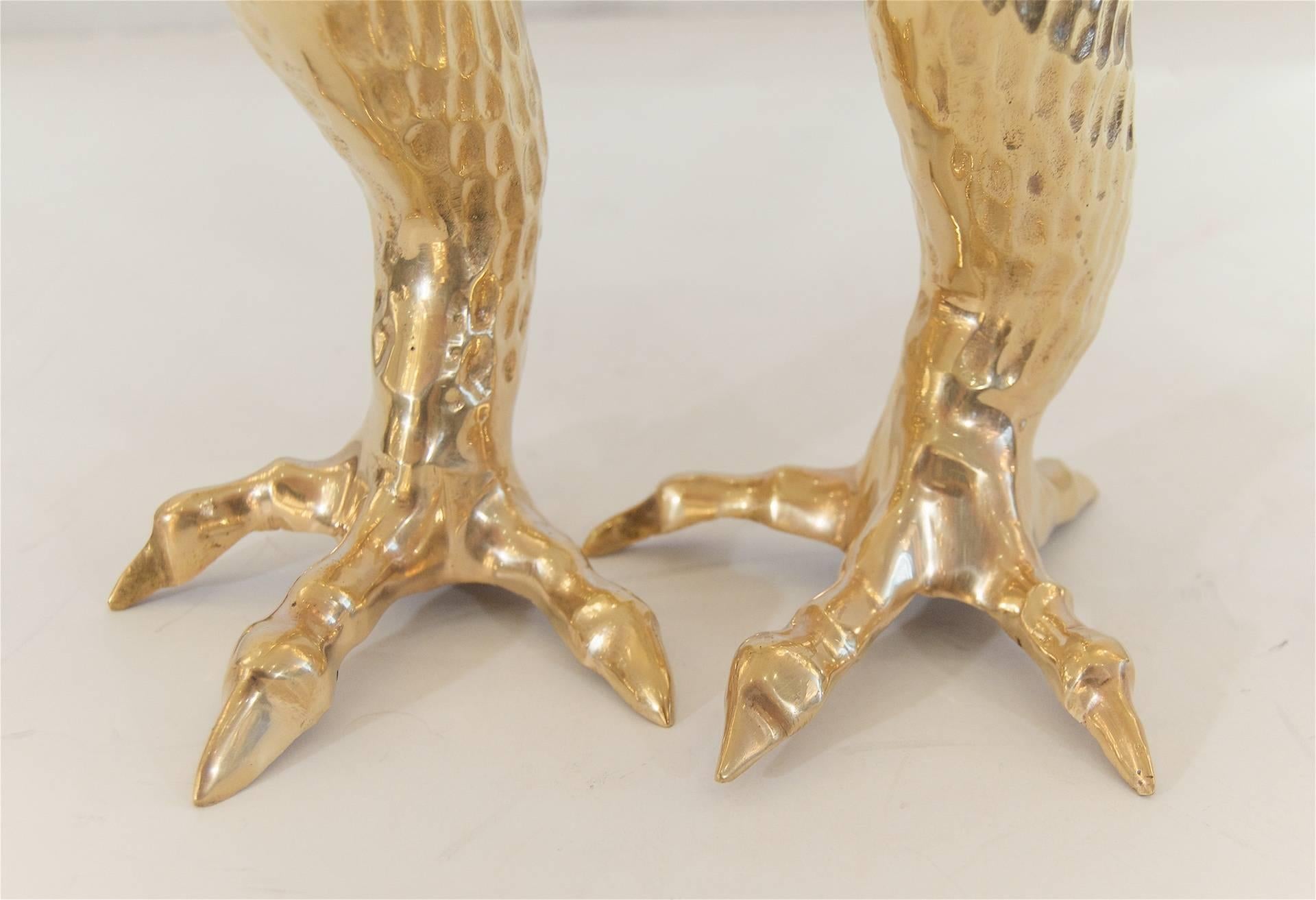 Pair of Brass Eagle Talon Candlestick Holders 1