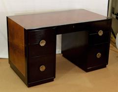 Leather Topped Charak Modern Ebonized Desk Attributed to Parzinger