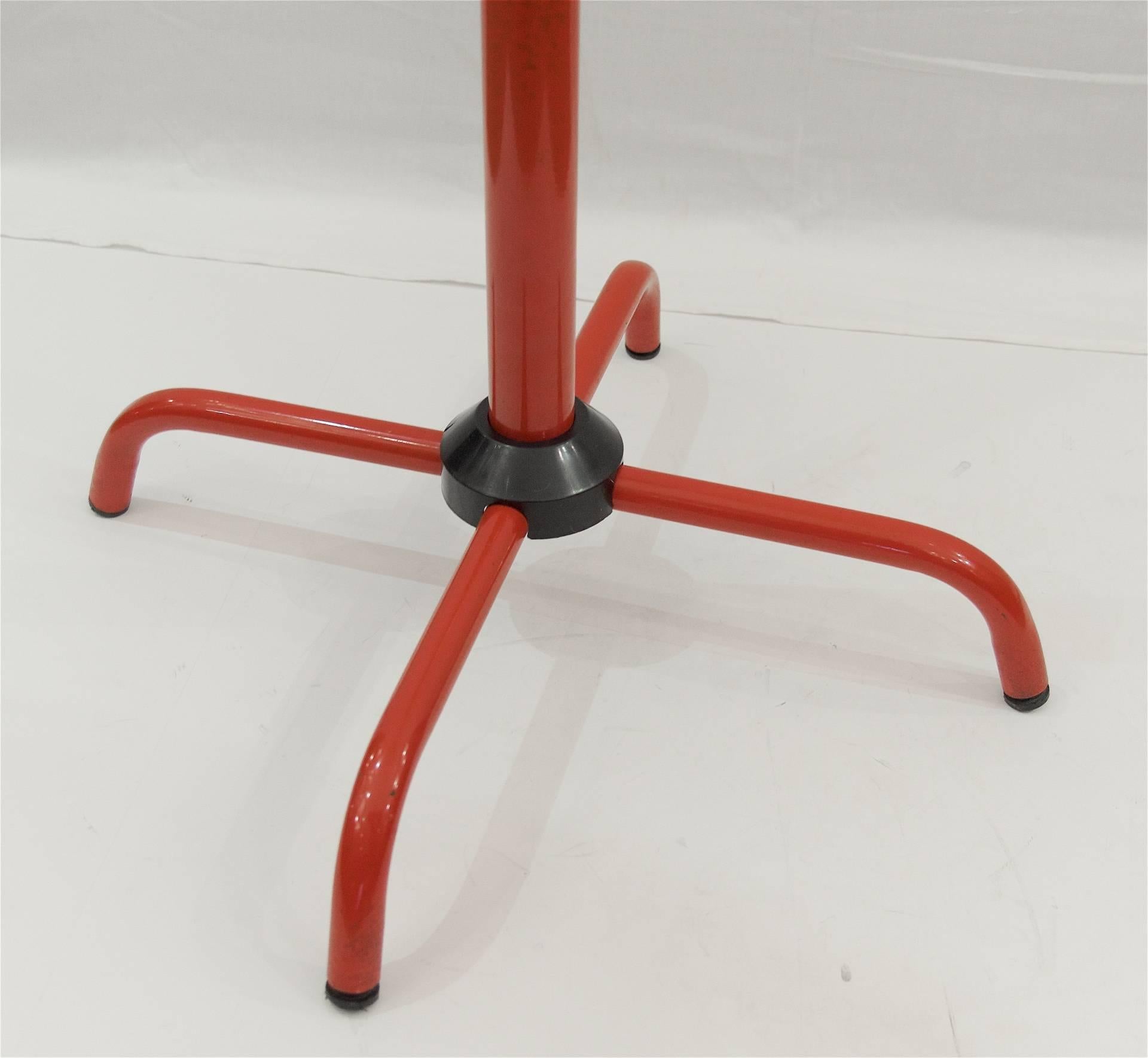 Late 20th Century Red Enamel Italian Coat Rack with Adjustable Arms