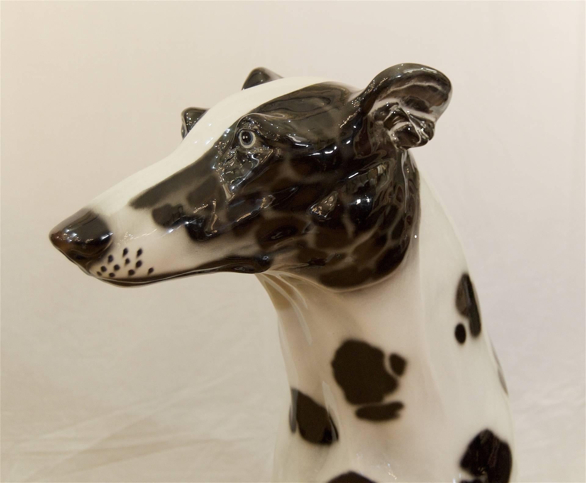 Large Life-Sized Mid-Century Italian Porcelain Dog For Sale 1
