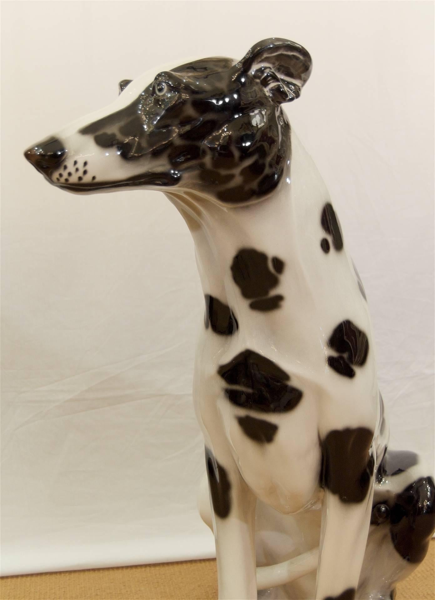 Mid-20th Century Large Life-Sized Mid-Century Italian Porcelain Dog For Sale
