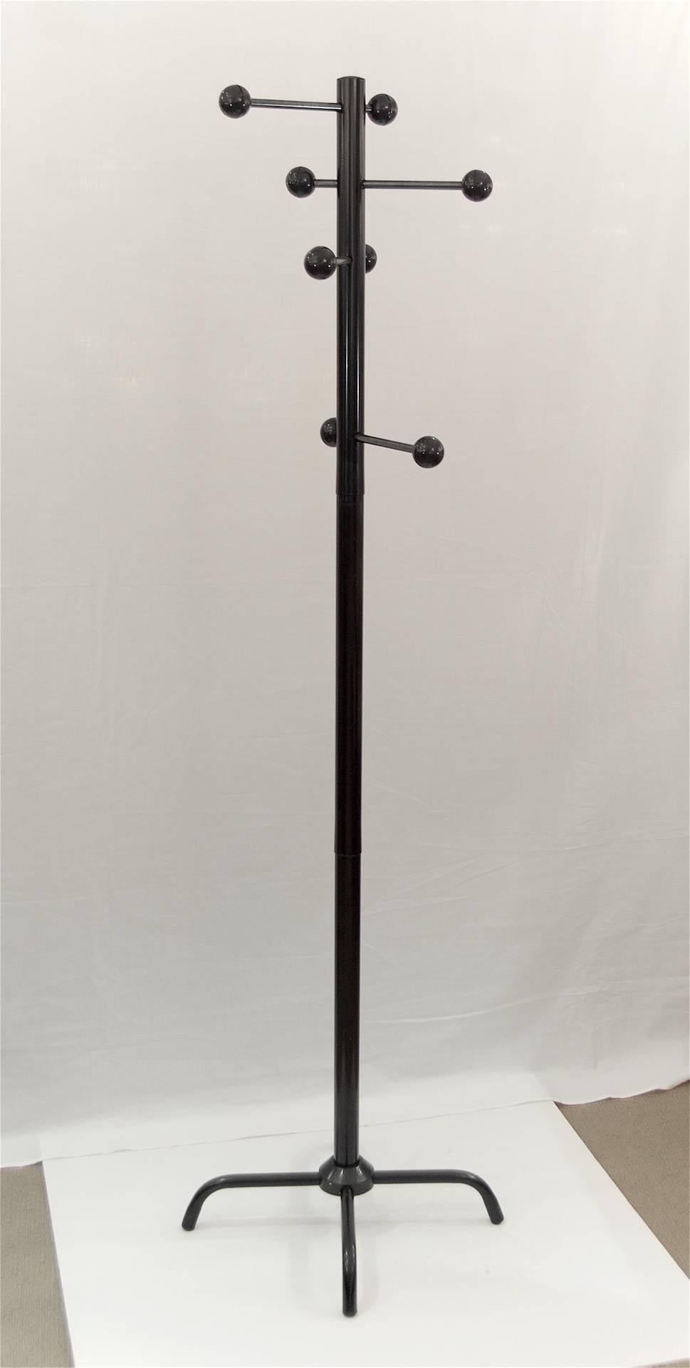 Mid-Century Modern Black Enamel Italian Coat Rack with Adjustable Arms