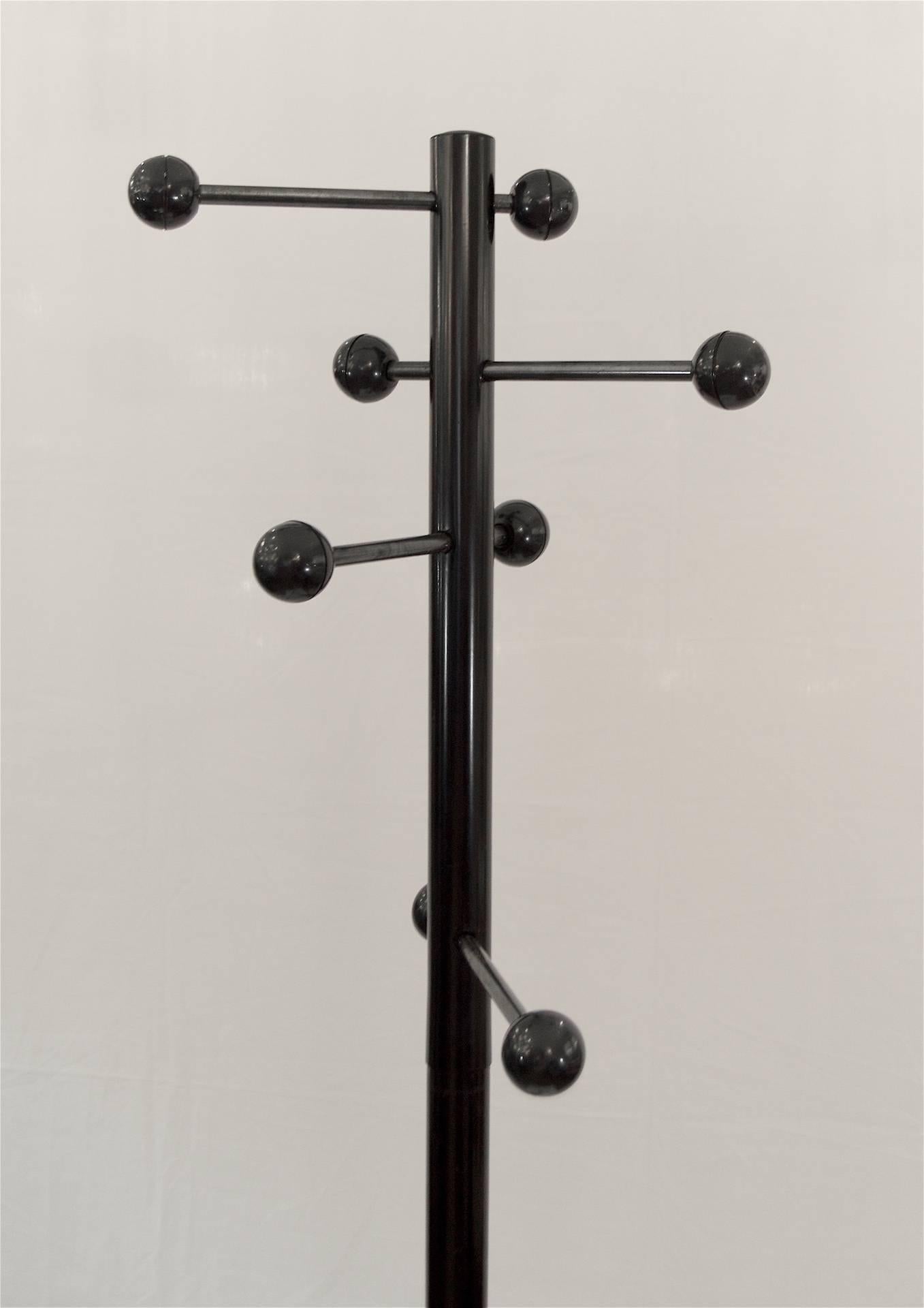 Enameled Black Enamel Italian Coat Rack with Adjustable Arms