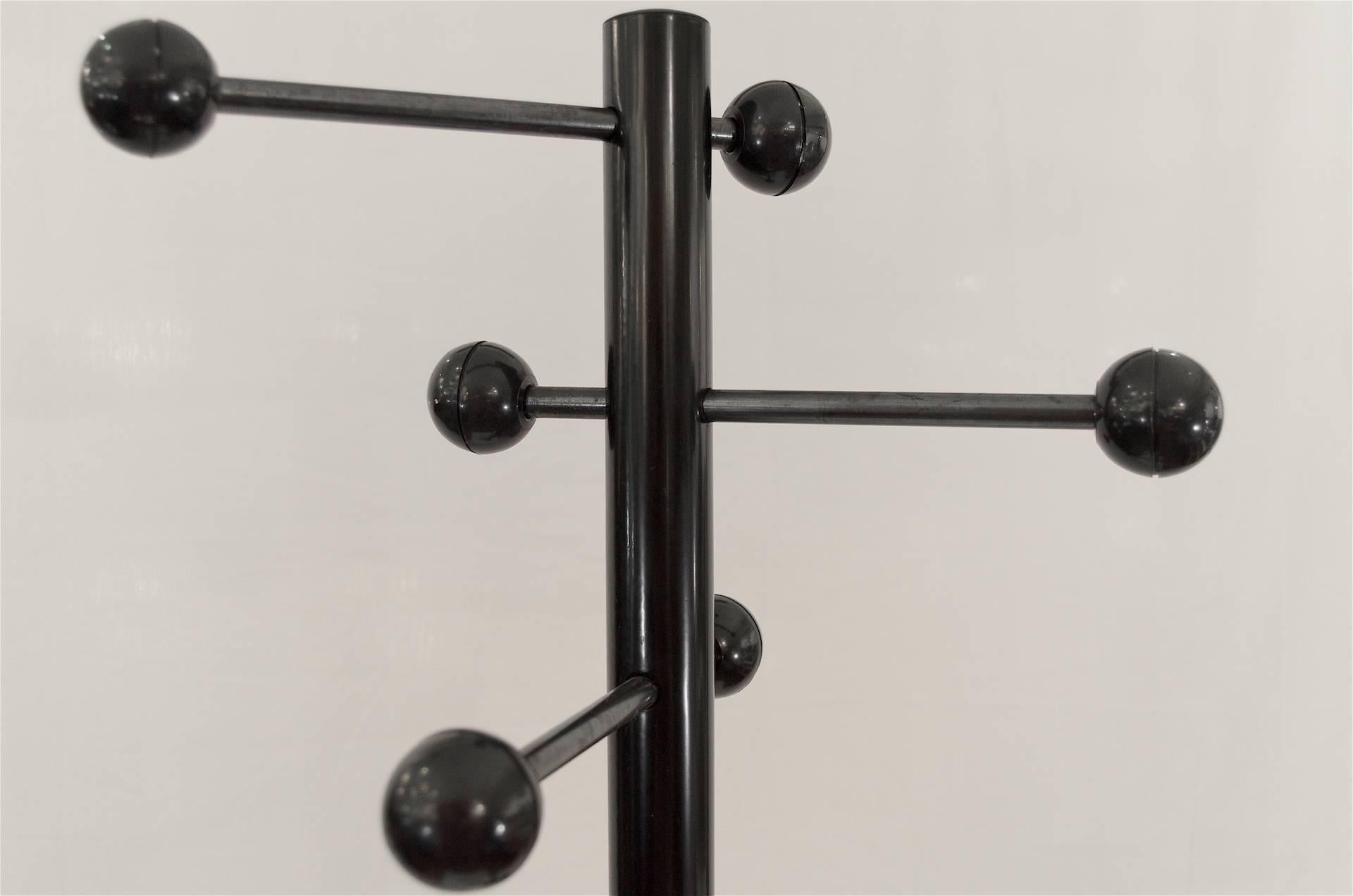 Black Enamel Italian Coat Rack with Adjustable Arms In Good Condition In Stamford, CT