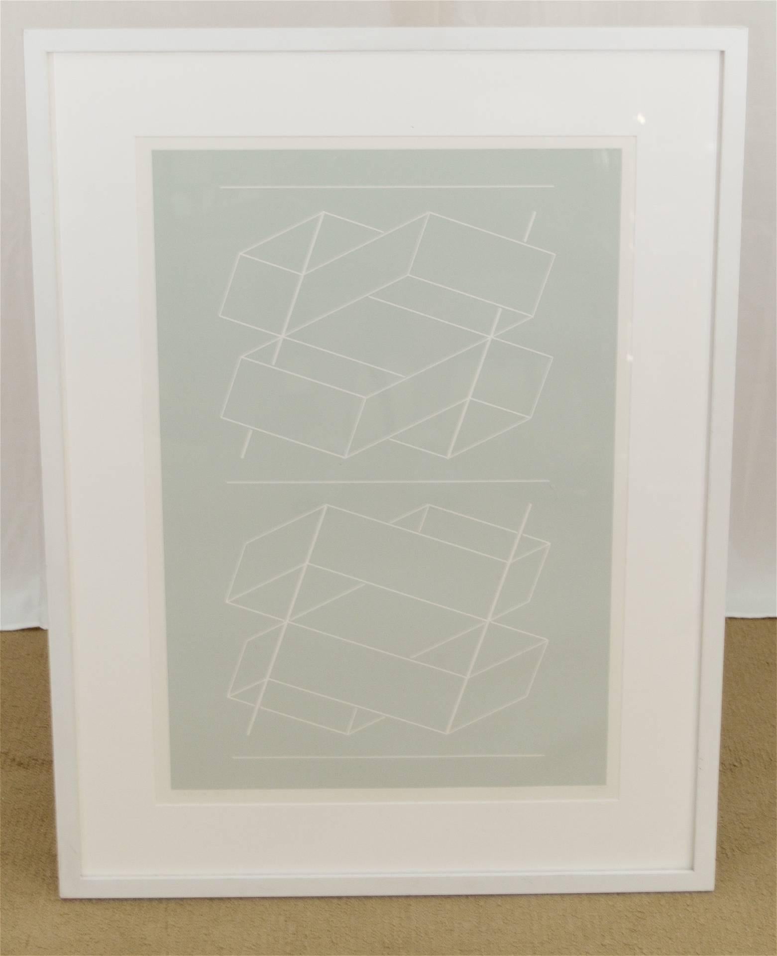 Josef Albers structural heavily embossed linocut print in grey on white. 

Number 55 from the edition of 125. printed and published by Gemini GEL, 1971.   

Literature: National Gallery of Art online catalogue raisonne for Gemini GEL, number 2.29;