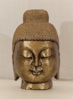 Carved Stone Gilt Buddha Head