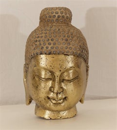 Carved Stone Gilt Buddha Head