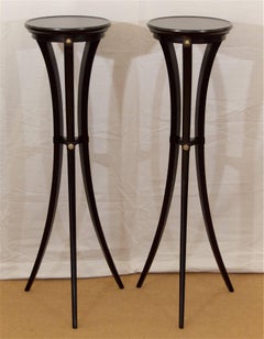 Pair of Black Lacquer and Gilt Pedestals