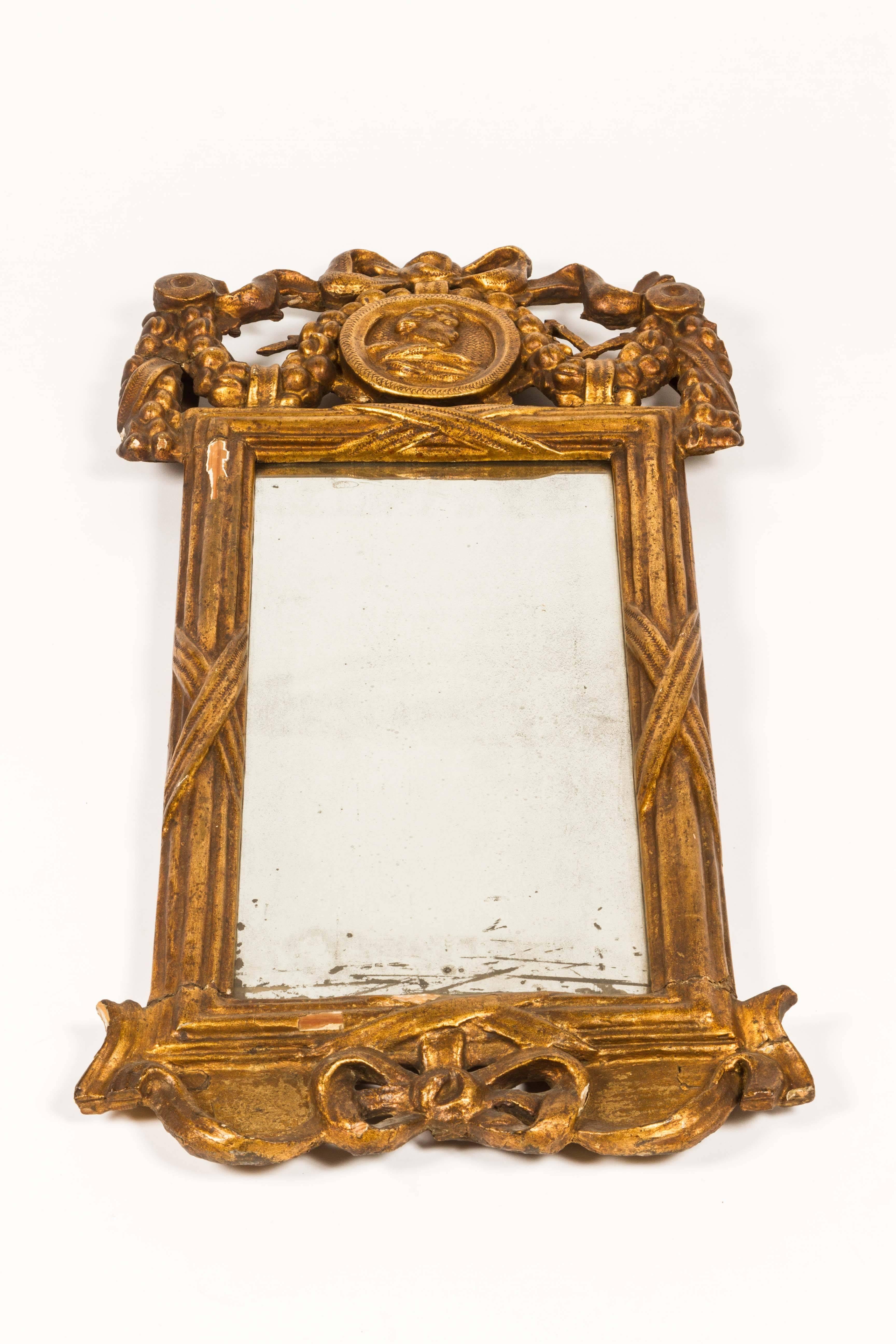18th Century and Earlier 18th Century Louis XVI Style Giltwood Mirror For Sale