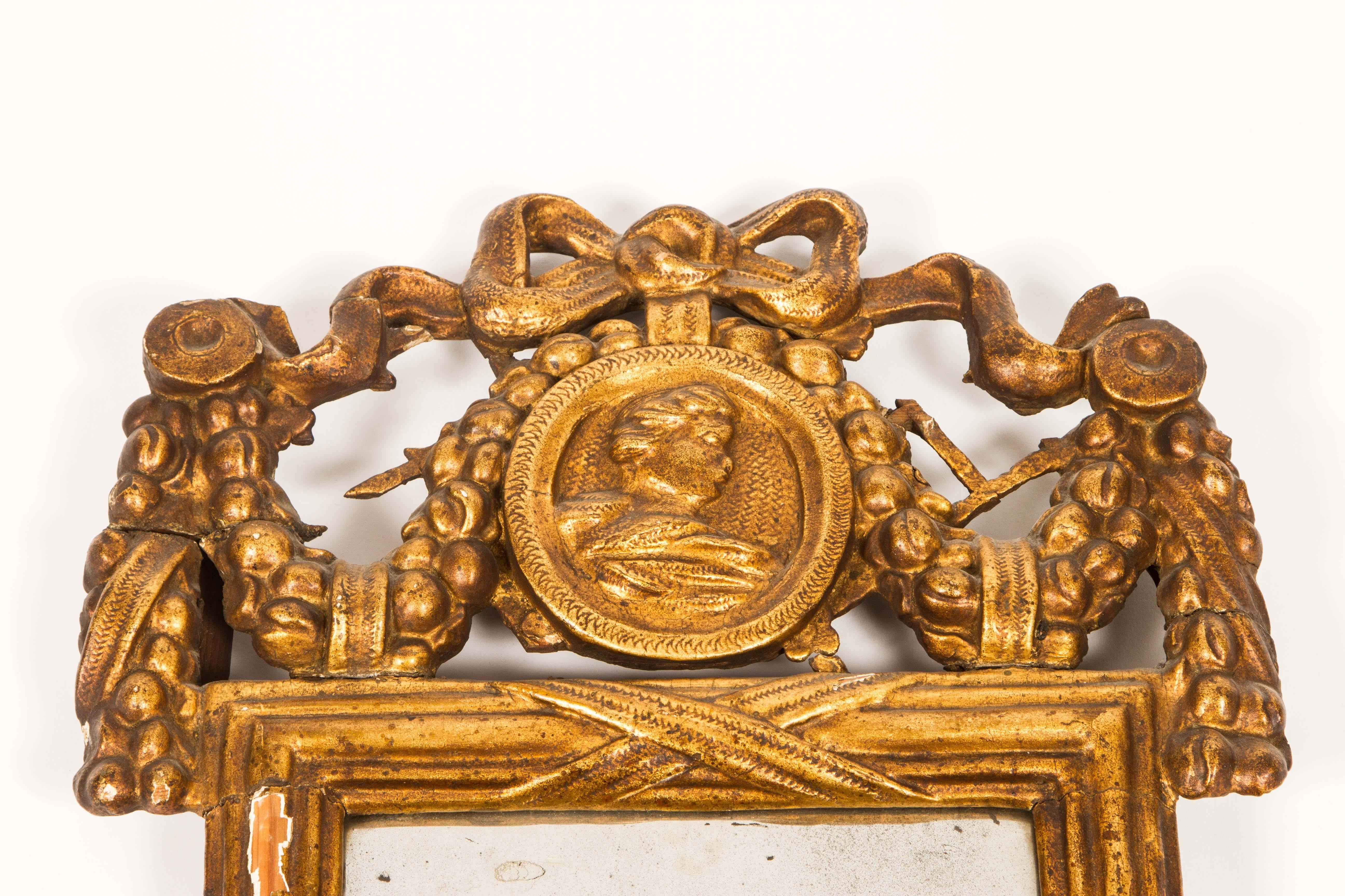Wood 18th Century Louis XVI Style Giltwood Mirror For Sale