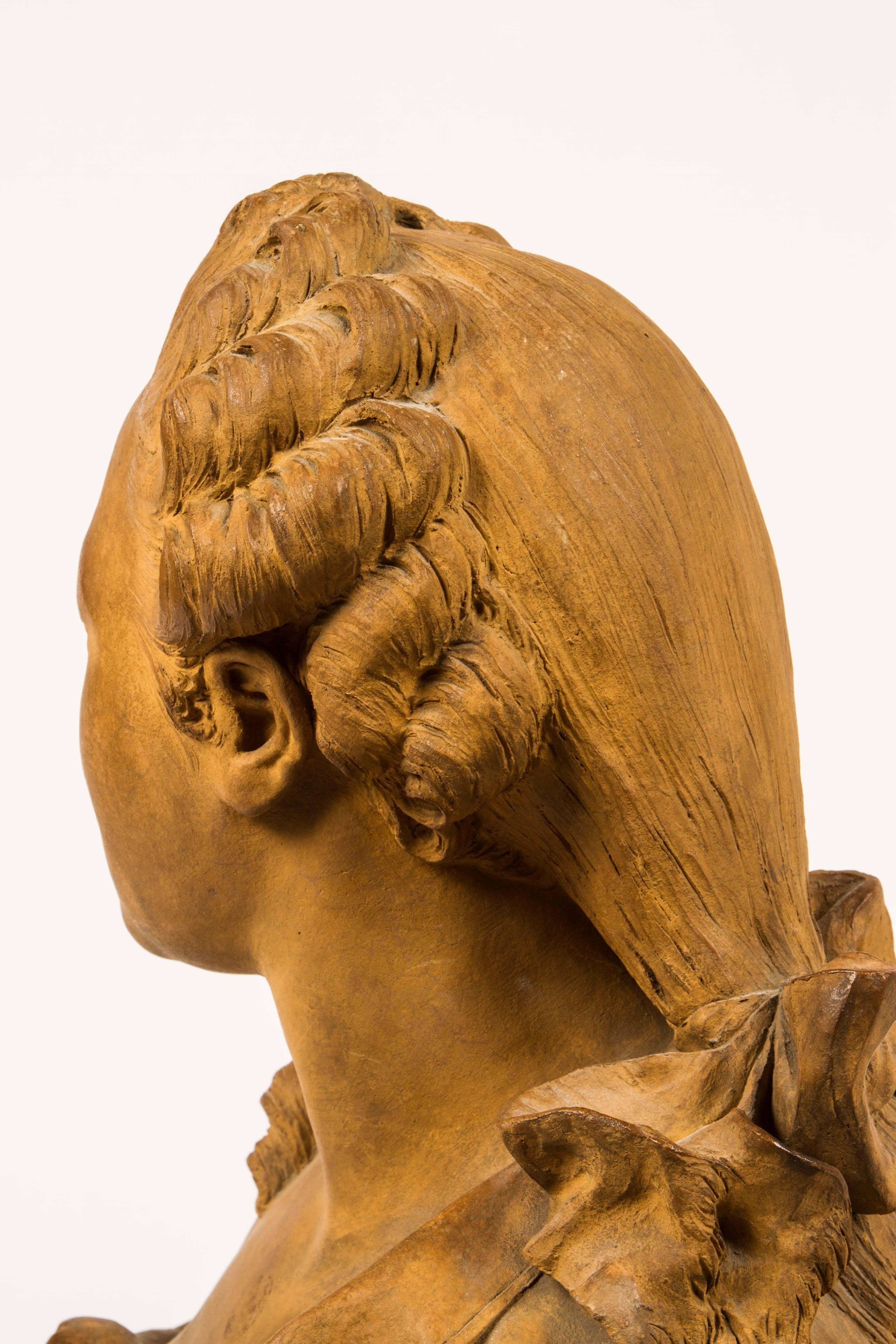 19th Century Terra Cotta Bust of Marie Antoinette after Houdon 1