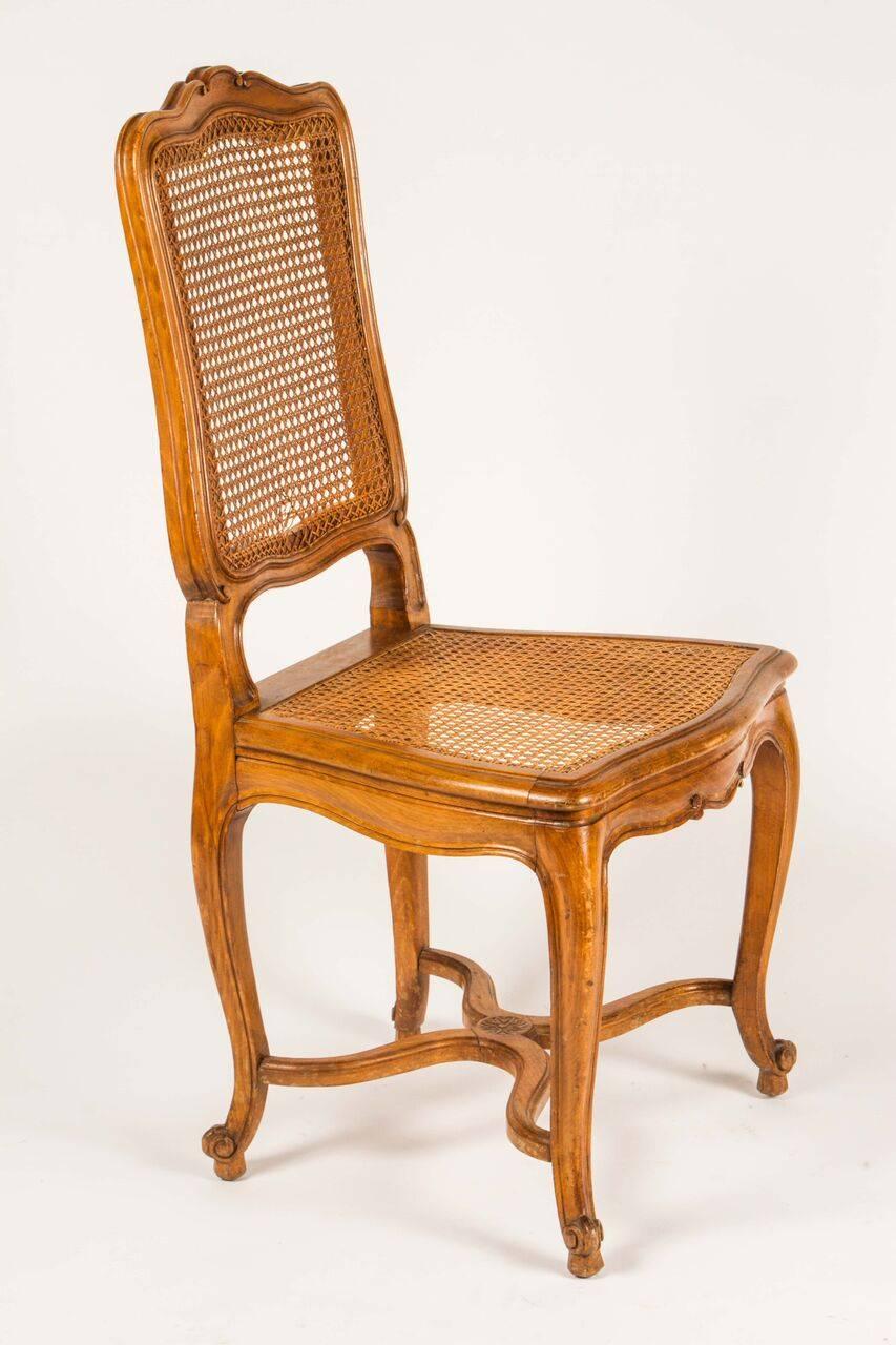 French Pair of Louis XV Style Cane Chairs, 19th Century For Sale