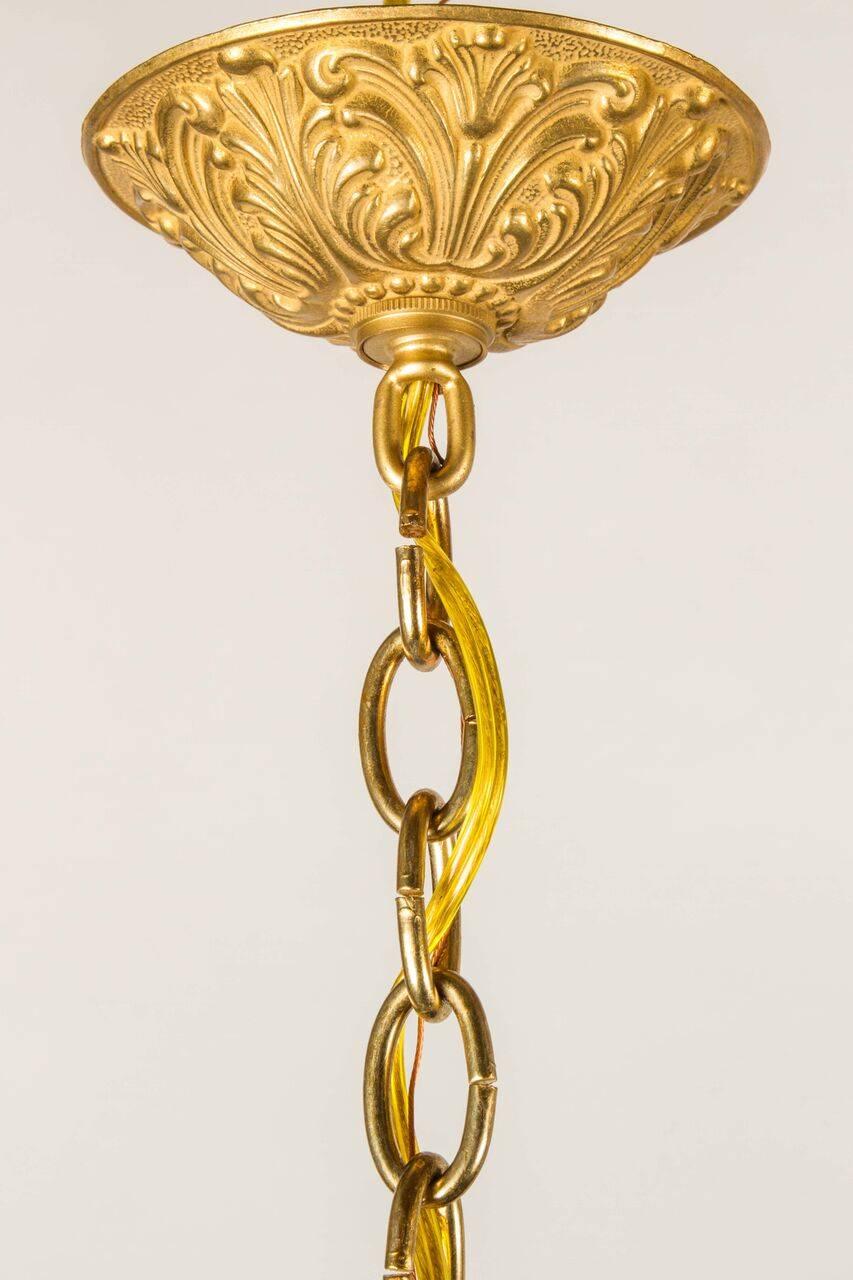 19th Century French Gilt Bronze Hexagonal Lantern with Glass Panels