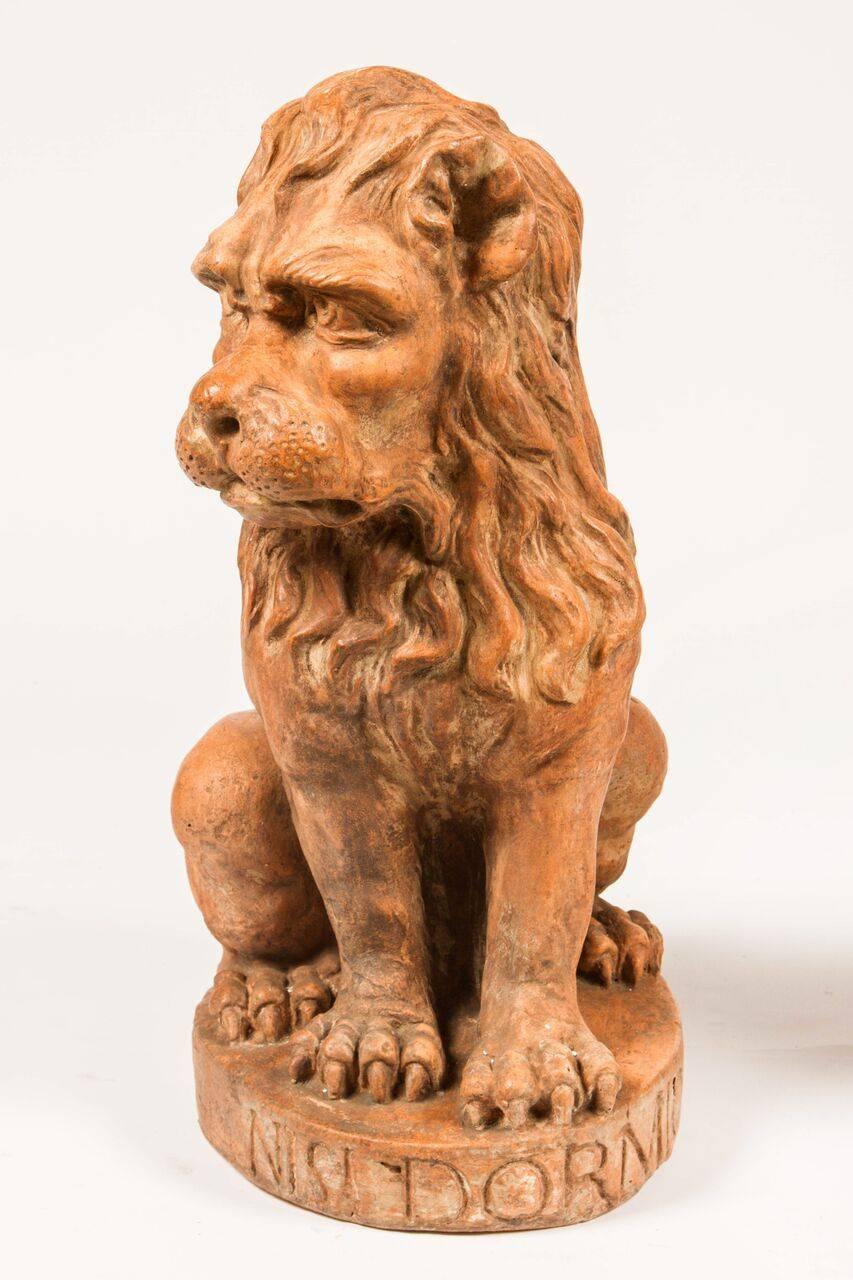 Pair of Baroque Style Terra Cotta Lions 3
