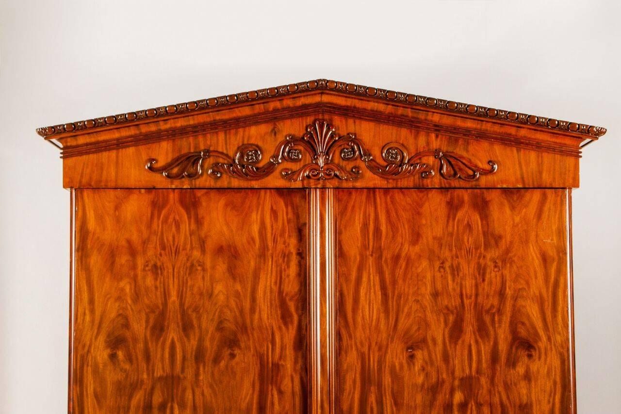 Swedish Neoclassical Carved Mahogany Armoire, circa 1820 In Excellent Condition For Sale In Los Angeles, CA