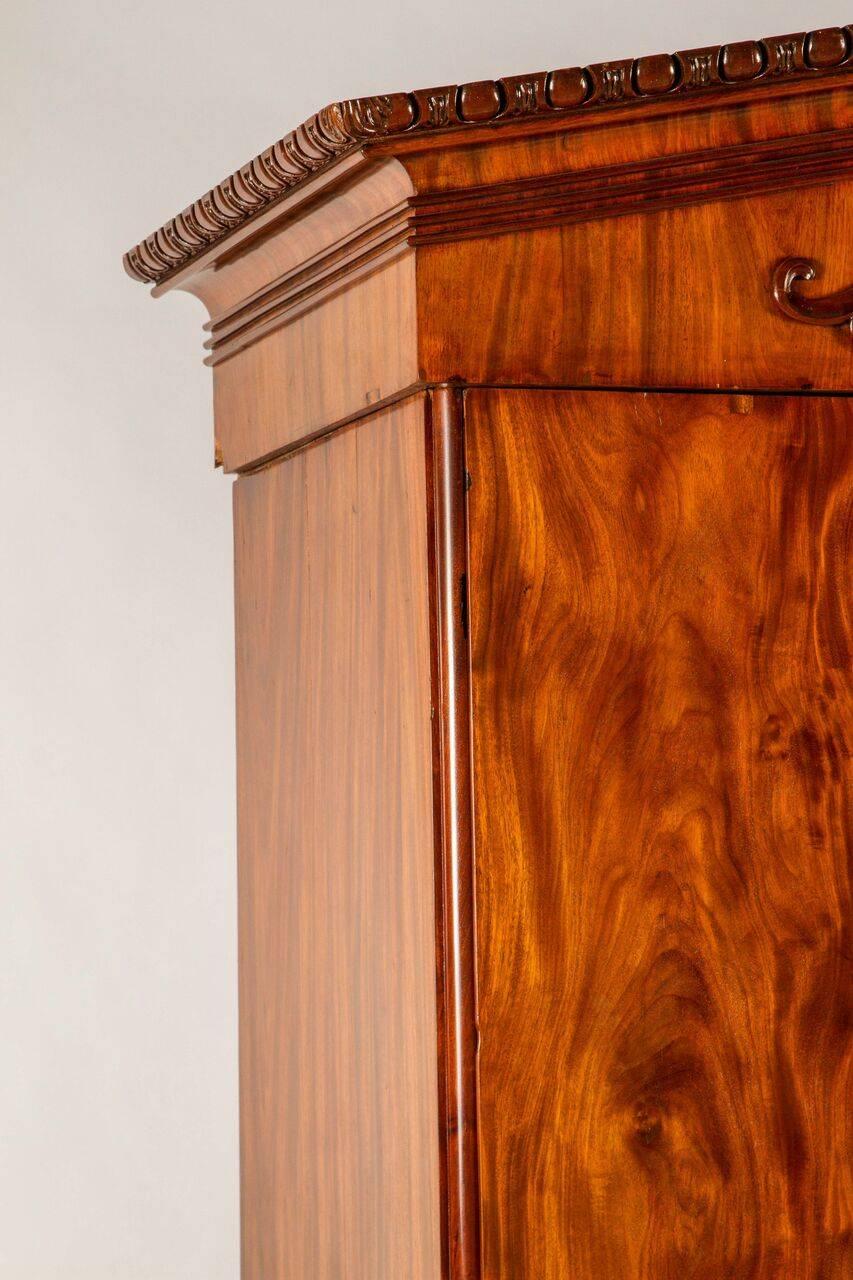 19th Century Swedish Neoclassical Carved Mahogany Armoire, circa 1820 For Sale