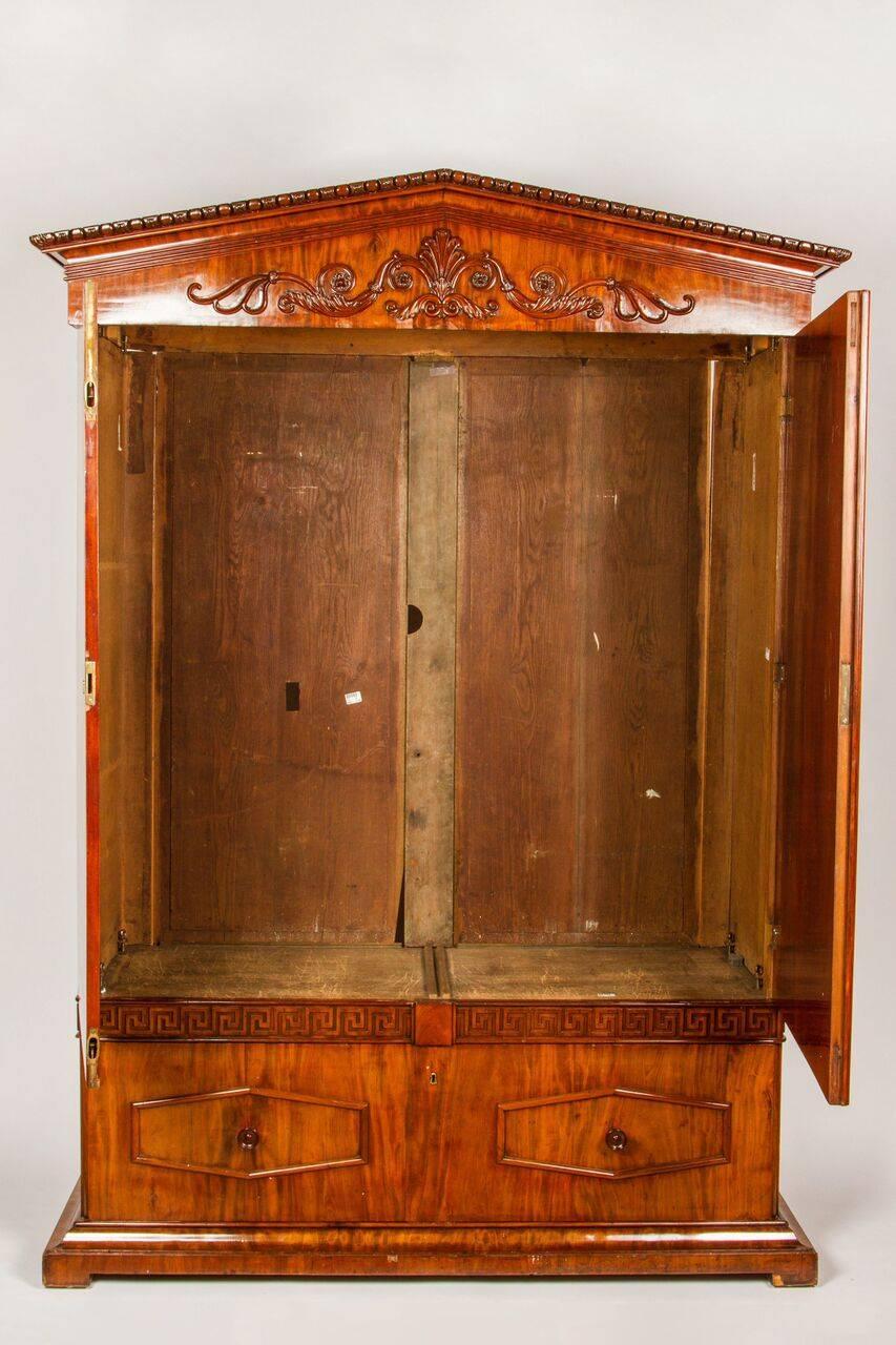 Swedish Neoclassical Carved Mahogany Armoire, circa 1820 For Sale 5