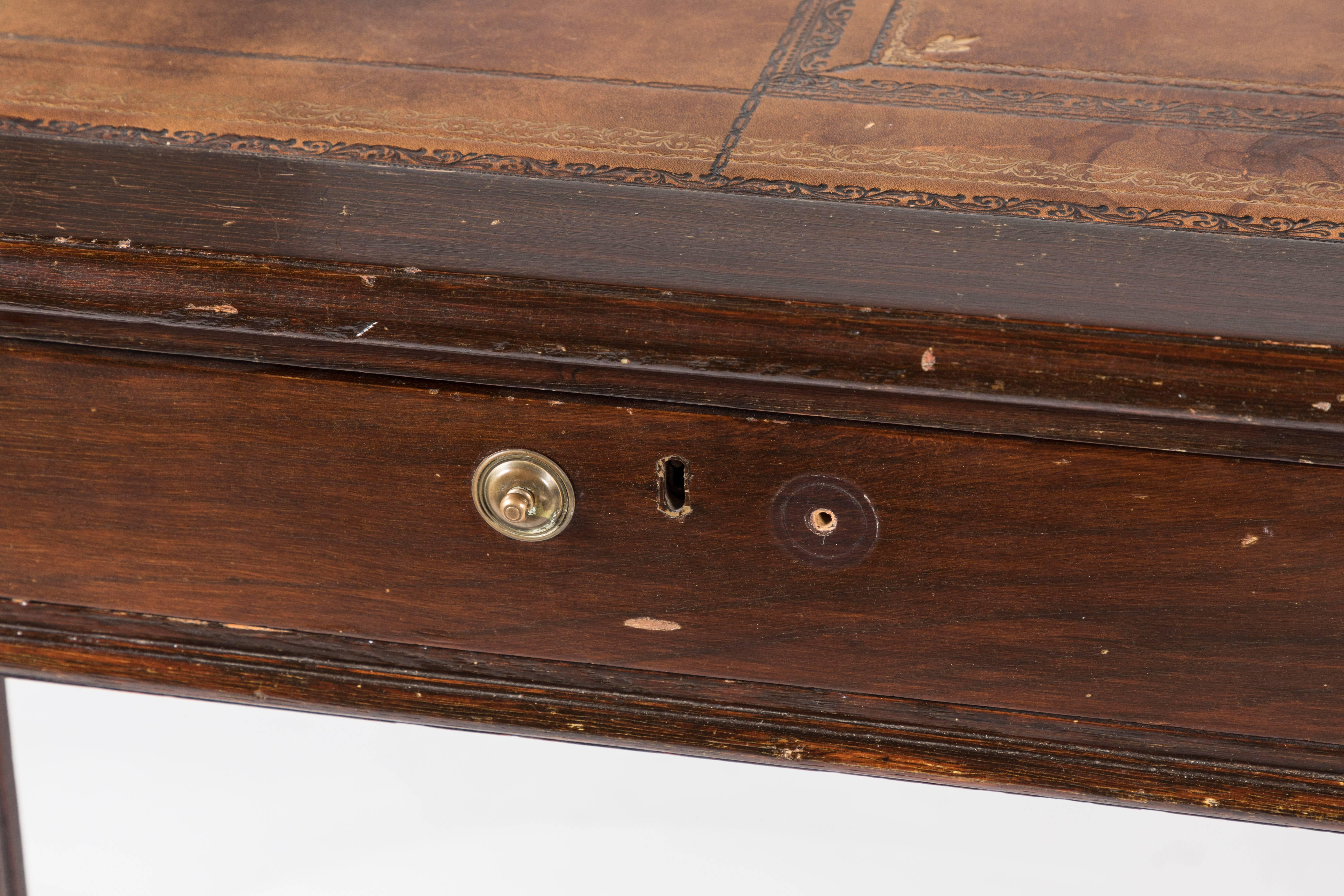 19th Century English Leather Top Desk For Sale