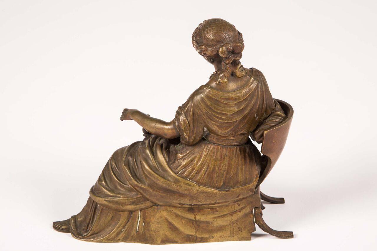 19th Century Bronze Sculpture of a Reclining Woman For Sale