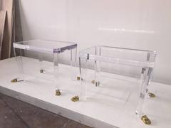 Over the Top French 80’s Lion Feet on Acrylic Side Tables