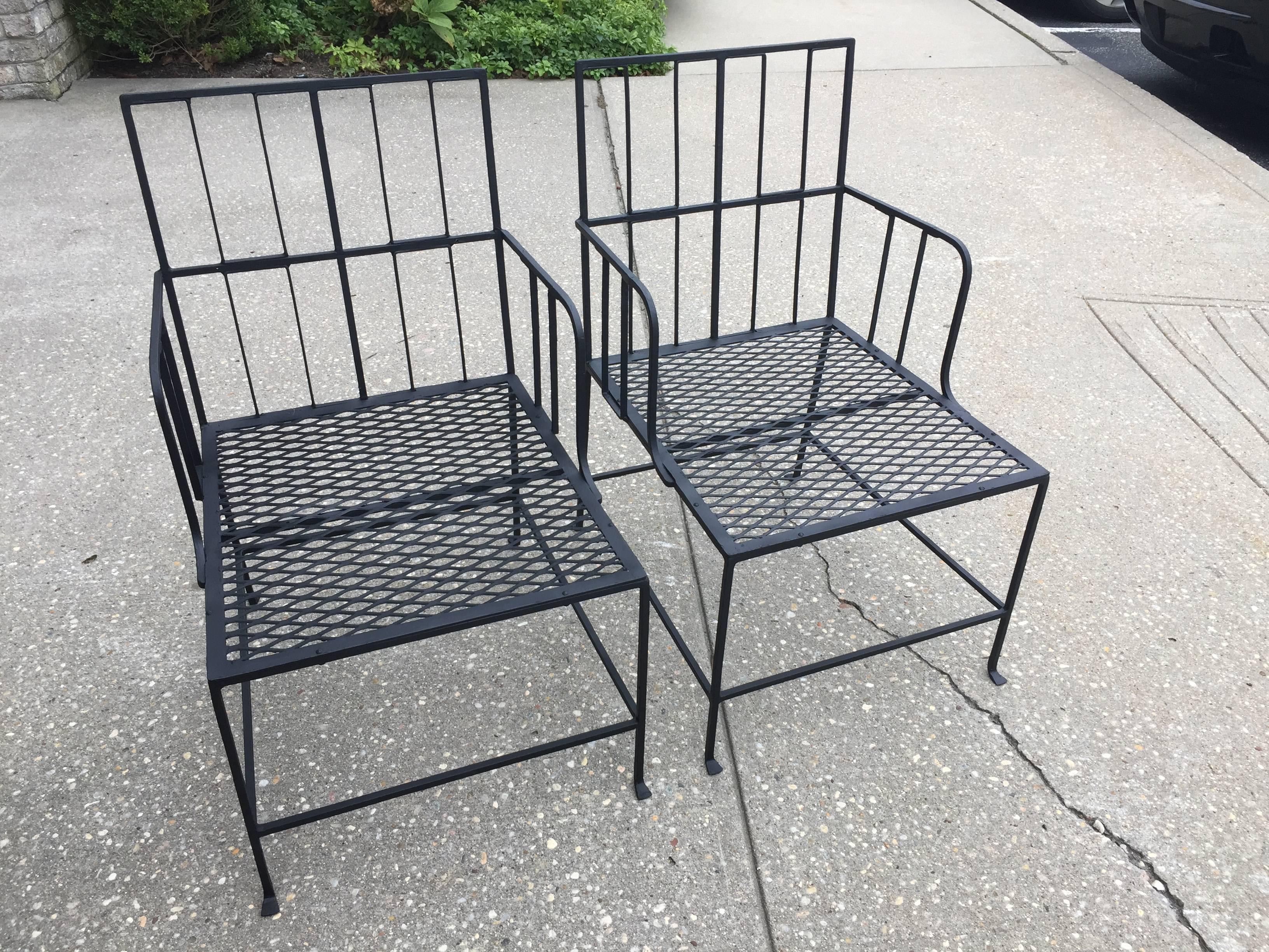 Mid-20th Century Pair of English Art Deco Iron Armchairs For Sale