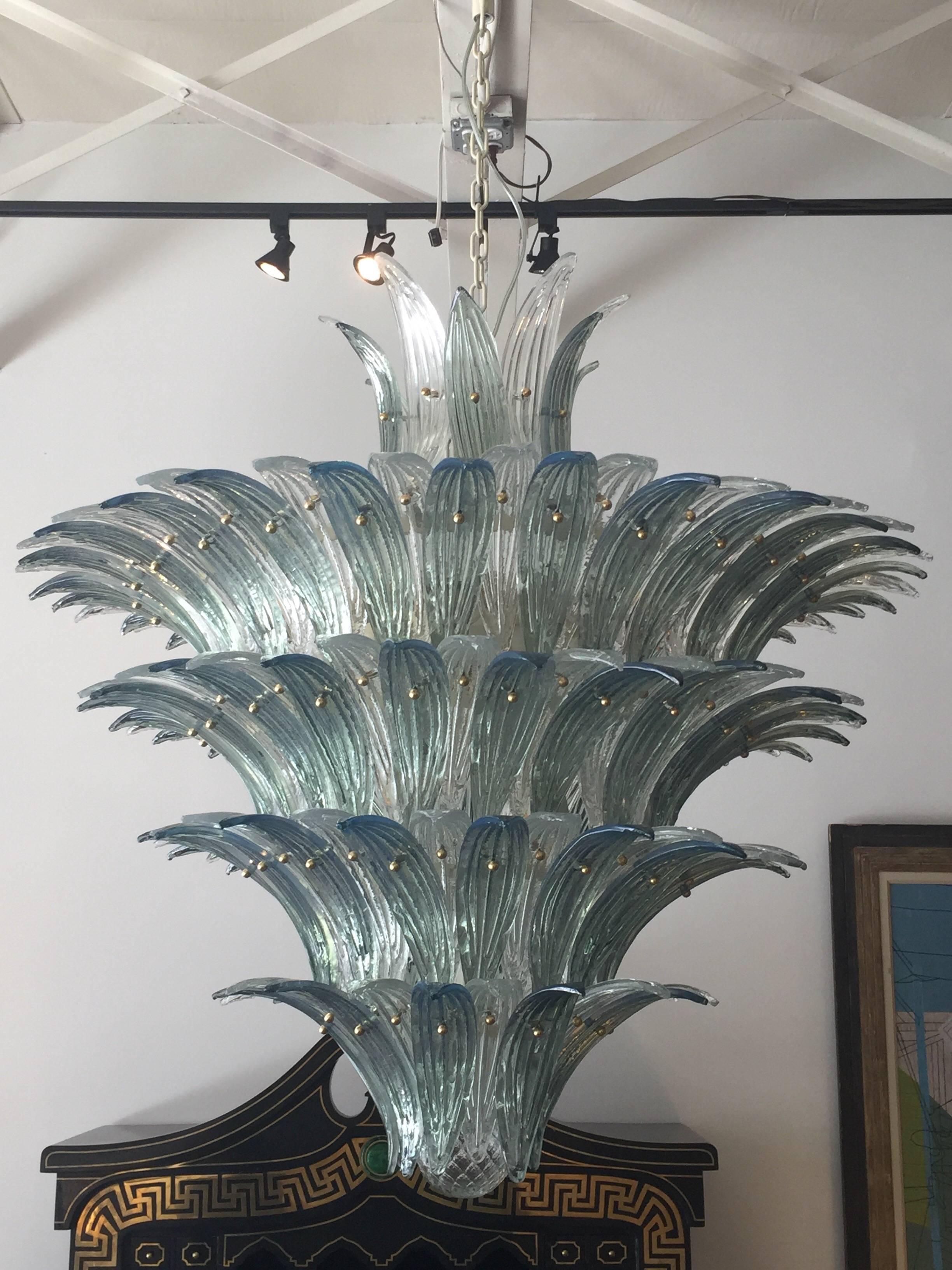 Murano Glass Oversized Italian Murano Palm Style Chandelier